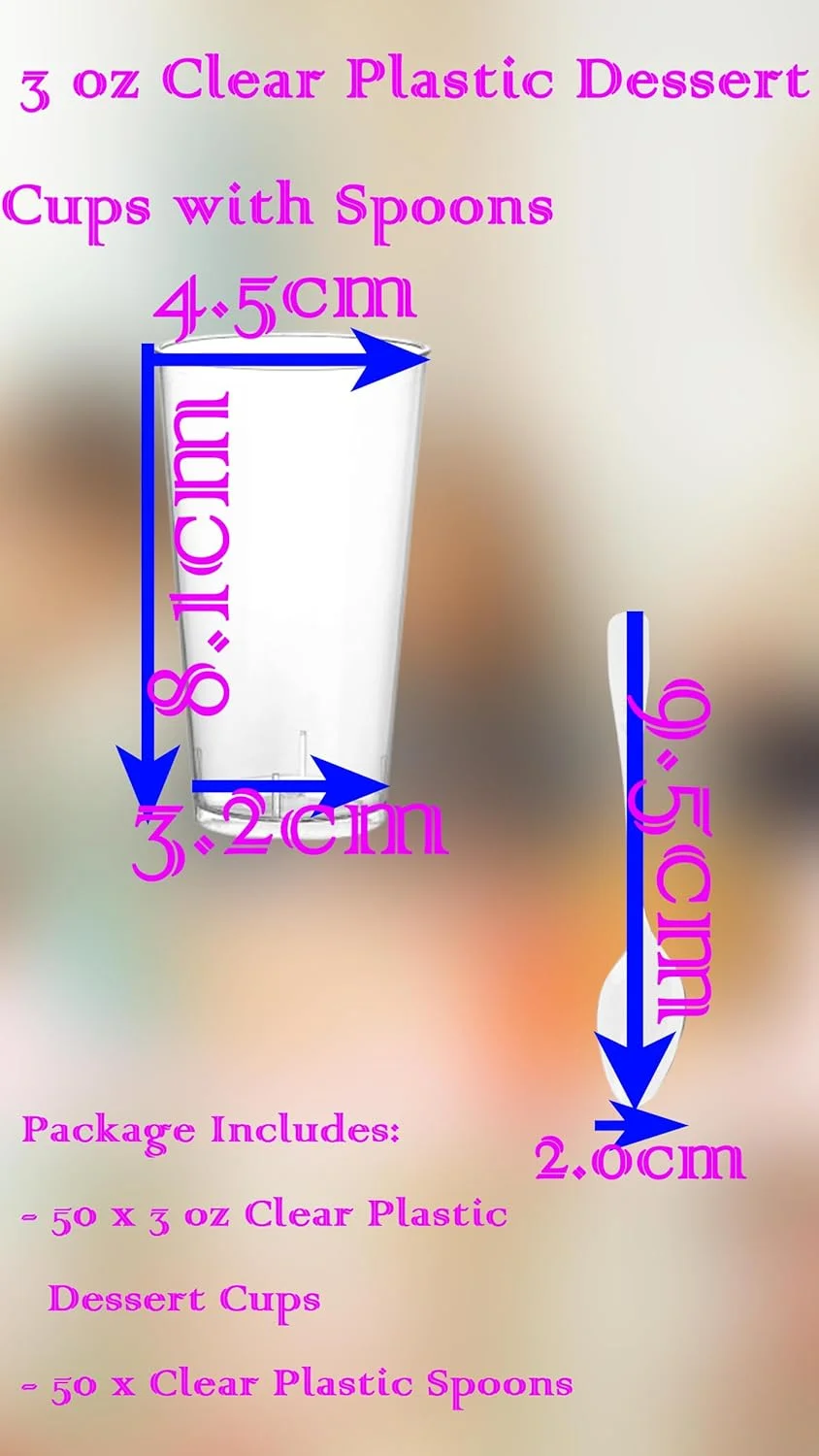 ظروف دسر پلاستیکی شفاف 3 اونسی Sweet Seven با قاشق - مجموعه عمده برای مهمانی ها، رستوران ها و موارد دیگر - شامل 50 فنجان و 50 قاشق ظروف دسر پلاستیکی شفاف 3 اونسی Sweet Seven با قاشق - مجموعه عمده برای مهمانی ها، رستوران ها و موارد دیگر - شامل 50 فنجان و 50 قاشق
