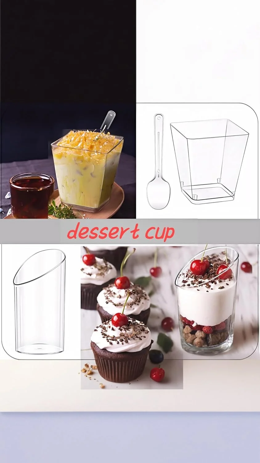 ظروف دسر مینی 200 عددی Sweet seven به همراه قاشق - ست فنجان پیش غذا و پارفیت پلاستیکی شفاف برای مهمانی و دسر (3oz و 5oz) ظروف دسر مینی 200 عددی Sweet seven به همراه قاشق - ست فنجان پیش غذا و پارفیت پلاستیکی شفاف برای مهمانی و دسر (3oz و 5oz)