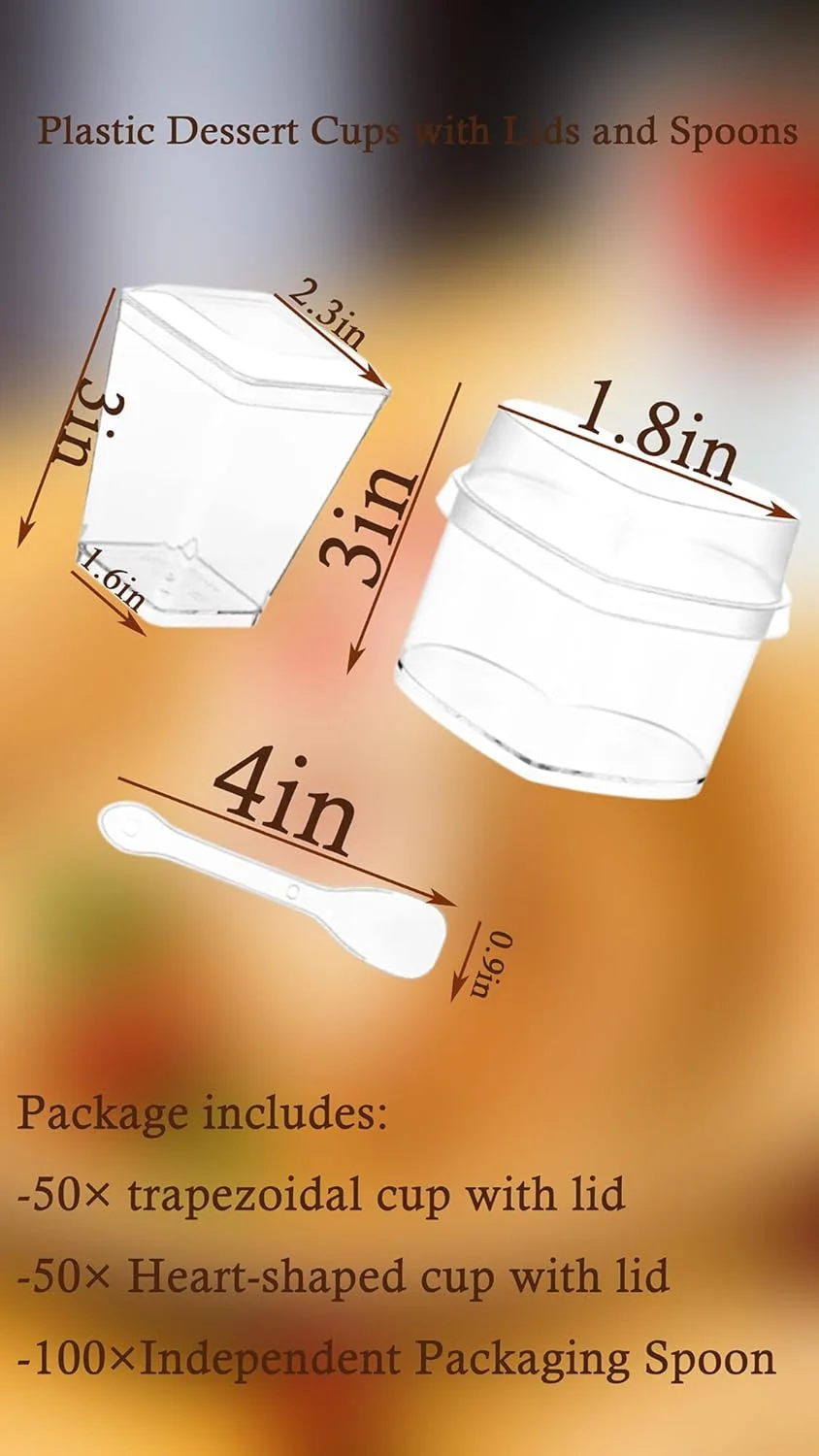 ظروف دسر پلاستیکی 100 عددی Sweet seven با درب و قاشق - ظروف پیش غذای مربعی و قلبی شکل برای دسرها، بستنی و موارد دیگر ظروف دسر پلاستیکی 100 عددی Sweet seven با درب و قاشق - ظروف پیش غذای مربعی و قلبی شکل برای دسرها، بستنی و موارد دیگر