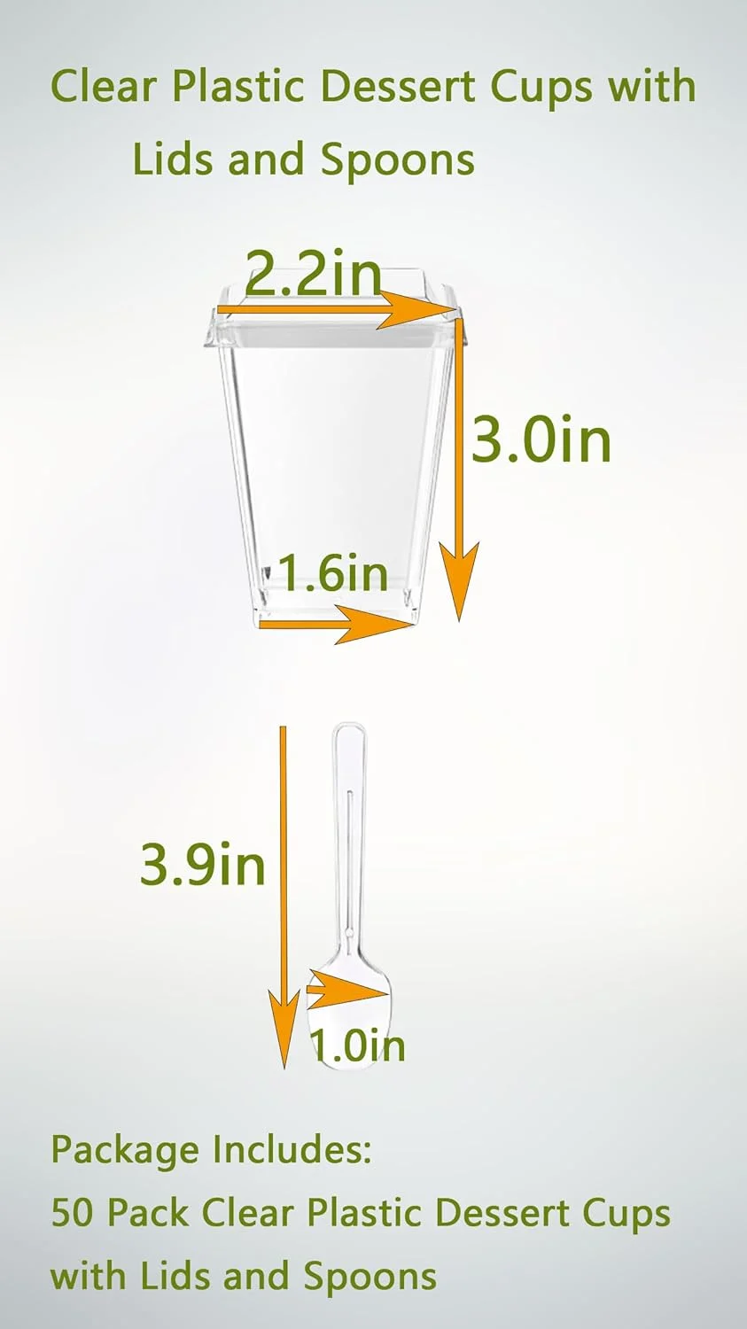 ظروف دسر پلاستیکی شفاف Sweet seven بسته 50 عددی به همراه درب و قاشق برای پارفه، پیش غذا، پودینگ، میوه و بستنی در مهمانی ها و رویدادها ظروف دسر پلاستیکی شفاف Sweet seven بسته 50 عددی به همراه درب و قاشق برای پارفه، پیش غذا، پودینگ، میوه و بستنی در مهمانی ها و رویدادها