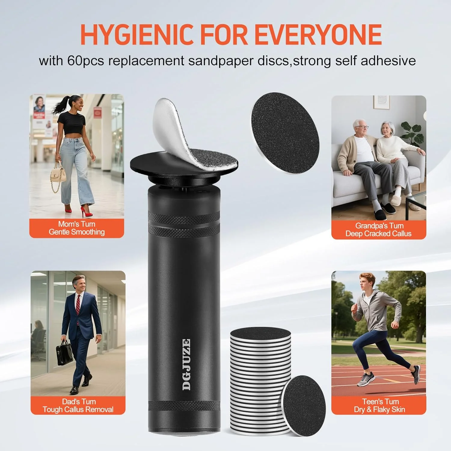 سوهان برقی حرفه ای پا - سوهان فلزی پا با سرعت قابل تنظیم 1200 دور در دقیقه برای از بین بردن پوست مرده، حذف خودکار پینه با دیسک های سمباده ای جایگزین برای ابزار پدیکور پا زنانه و مردانه (مشکی)