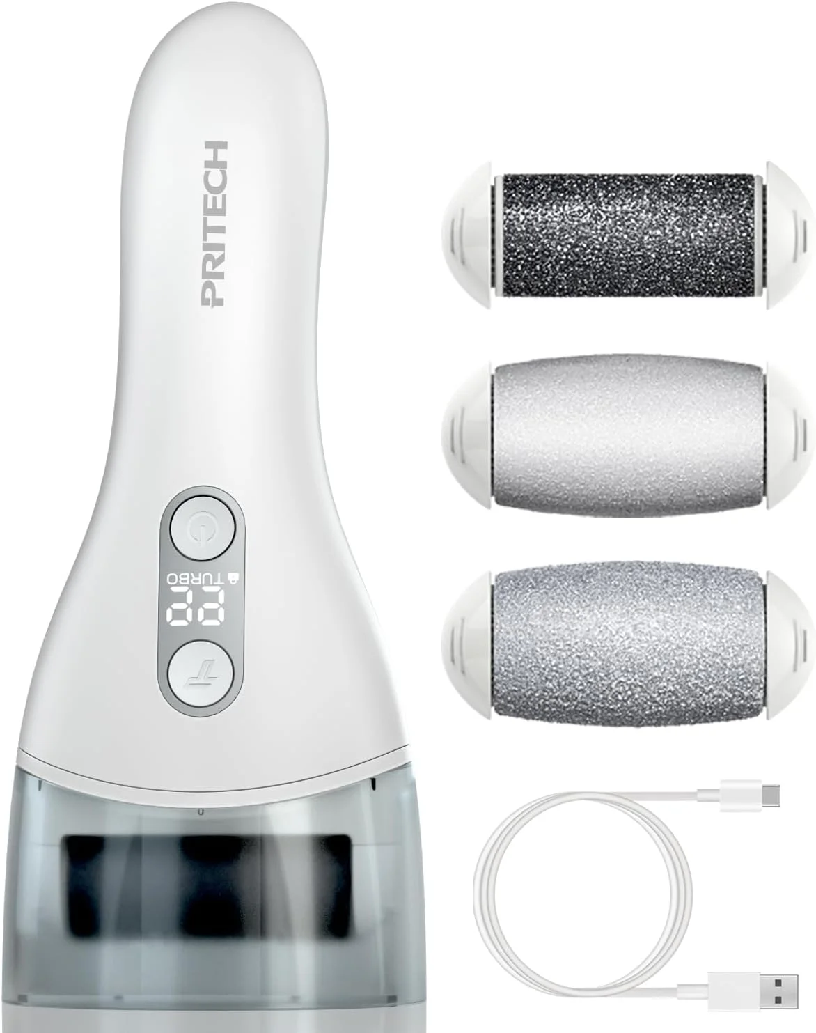 سوهان برقی پریتک برای از بین بردن پینه پا، کیت ابزار پدیکور الکترونیکی قابل شارژ برای از بین بردن پینه، اسکرابر برقی ضد آب برای مراقبت از پاهای دارای پوست مرده، سنگین و خشک