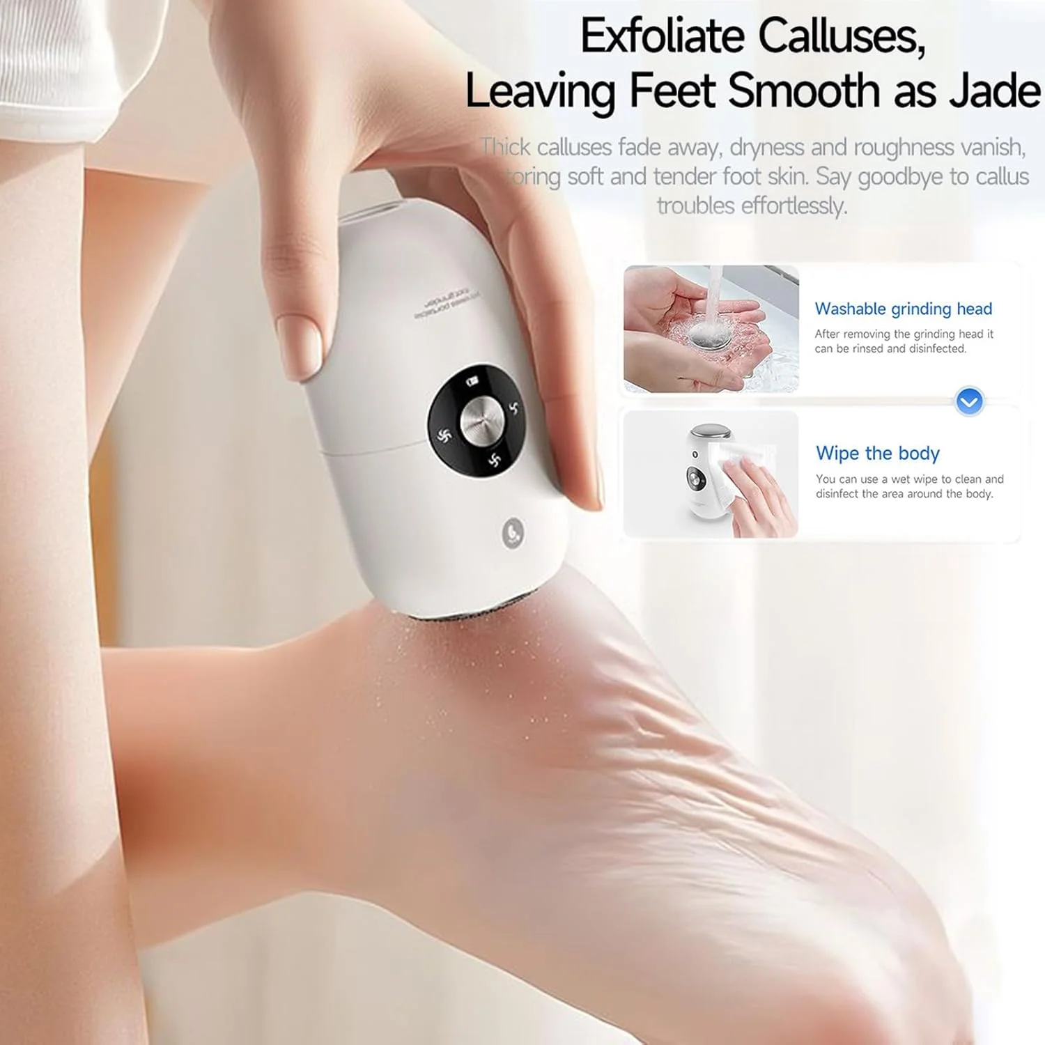 از بین برنده پینه پا | از بین برنده پینه پاشنه پا، اسکرابر برقی شارژی حرفه ای، ابزار پدیکور پوست خشک و مرده برای مسافرت در منزل