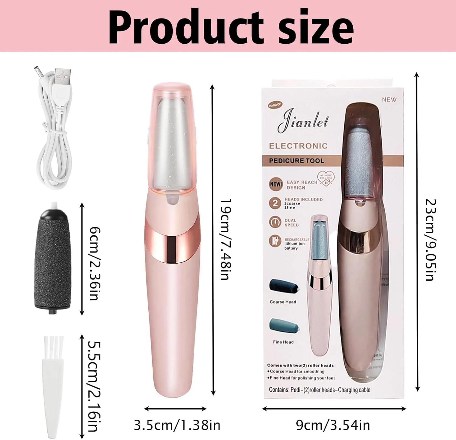 سوهان برقی پدیکور Silk 3 Pro، از بین برنده پوست سفت پا، مدل 2025، ابزار ضد آب دو سرعته با چراغ LED برای پاشنه های خشک و ترک خورده، صورتی