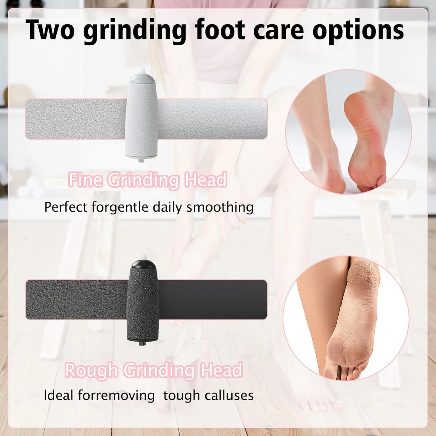 سوهان برقی پدیکور Silk 3 Pro، از بین برنده پوست سفت پا، مدل 2025، ابزار ضد آب دو سرعته با چراغ LED برای پاشنه های خشک و ترک خورده، صورتی