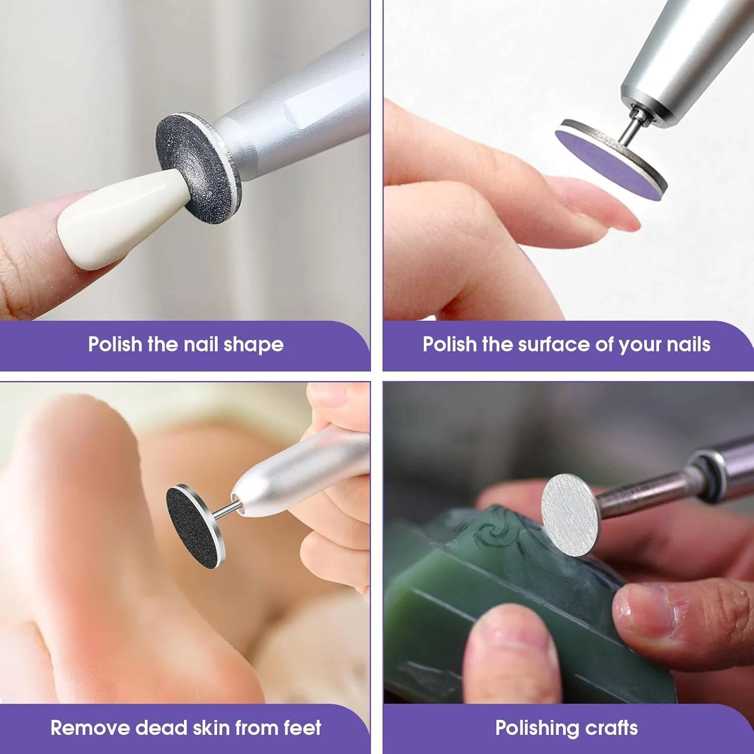 مجموعه 120 عددی دیسک سمباده پدیکور، کاغذ سمباده 25 میلی متری سنگ پای برقی با درجه زبری 80/120/180/240 به همراه سری فلزی، سمباده یدکی، سری های اتصال دستگاه برش ناخن پا