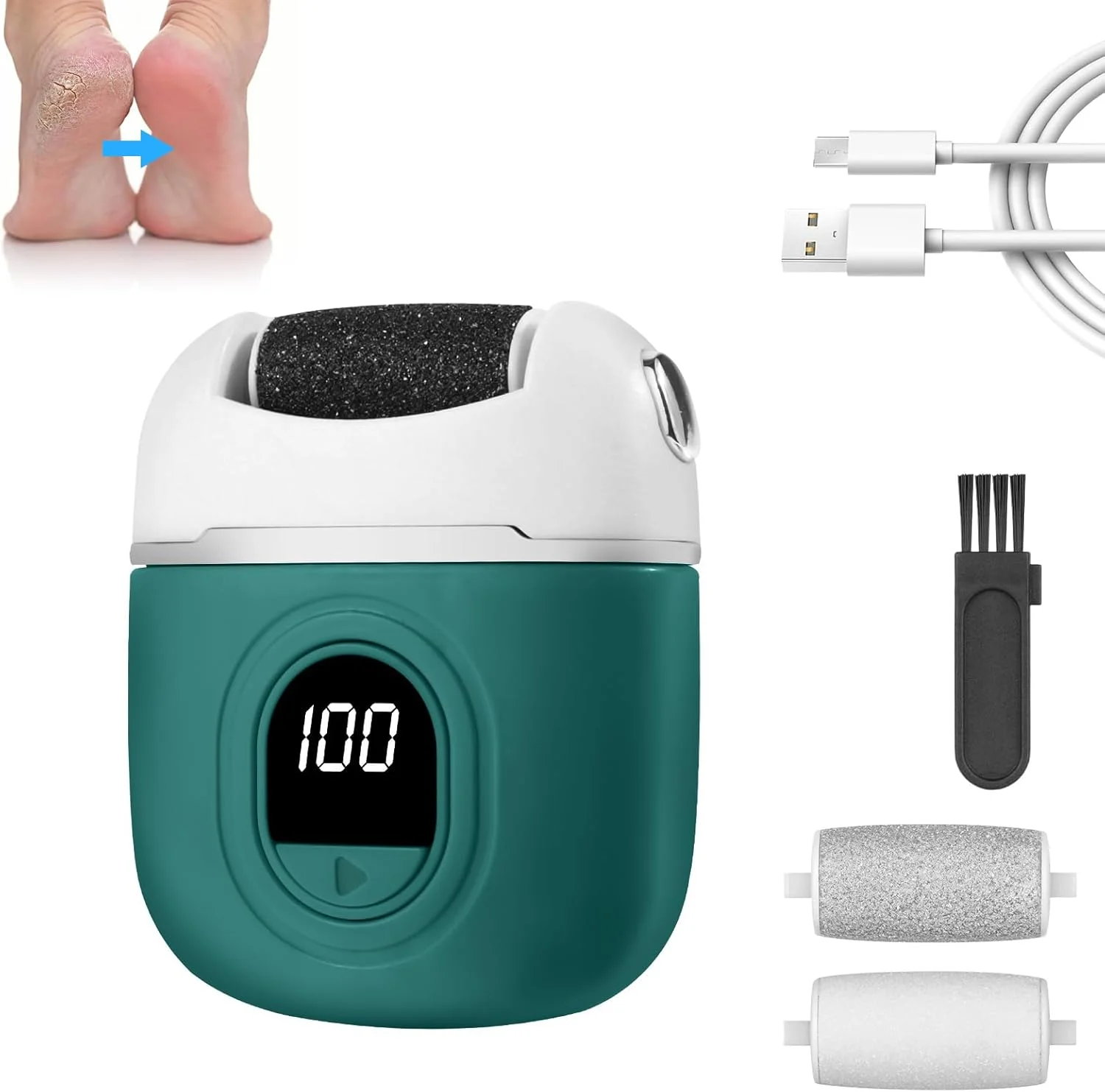 سوهان برقی پا OSDUE، دستگاه ترمیم و لایه برداری پا با شارژ USB، راحت و ملایم برای از بین بردن پوست سفت و پینه، دارای 3 غلتک، 2 حالت سرعت، سبز سوهان برقی پا OSDUE، دستگاه ترمیم و لایه برداری پا با شارژ USB، راحت و ملایم برای از بین بردن پوست سفت و پینه، دارای 3 غلتک، 2 حالت سرعت، سبز