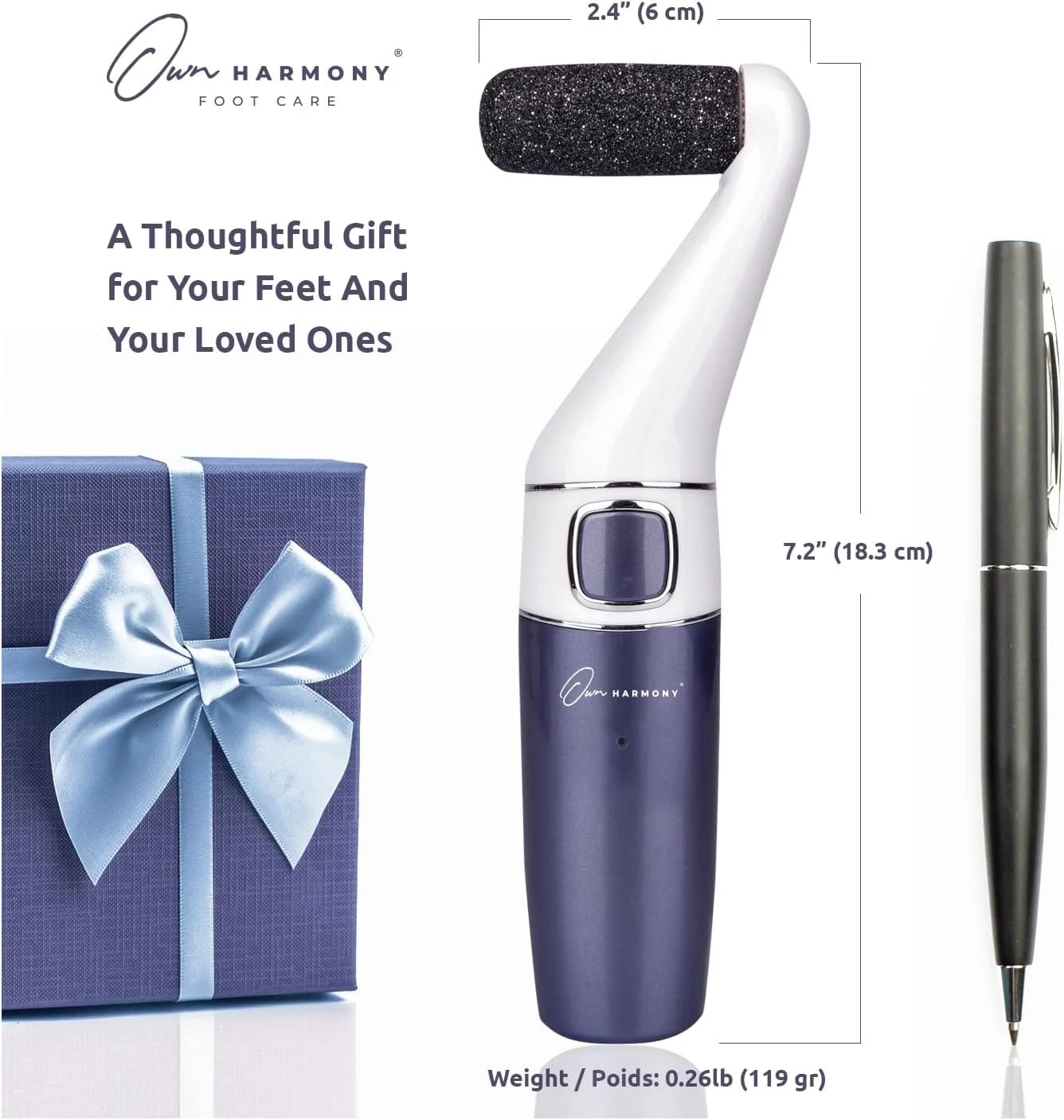 سوهان برقی شارژی از برند اون هارمونی برای از بین بردن پوست سفت: سوهان پدیکور حرفه ای - سمباده پا مدل CR1700 - موثر برای پینه و مراقبت از پاشنه های ترک خورده خشک (سیم USB)