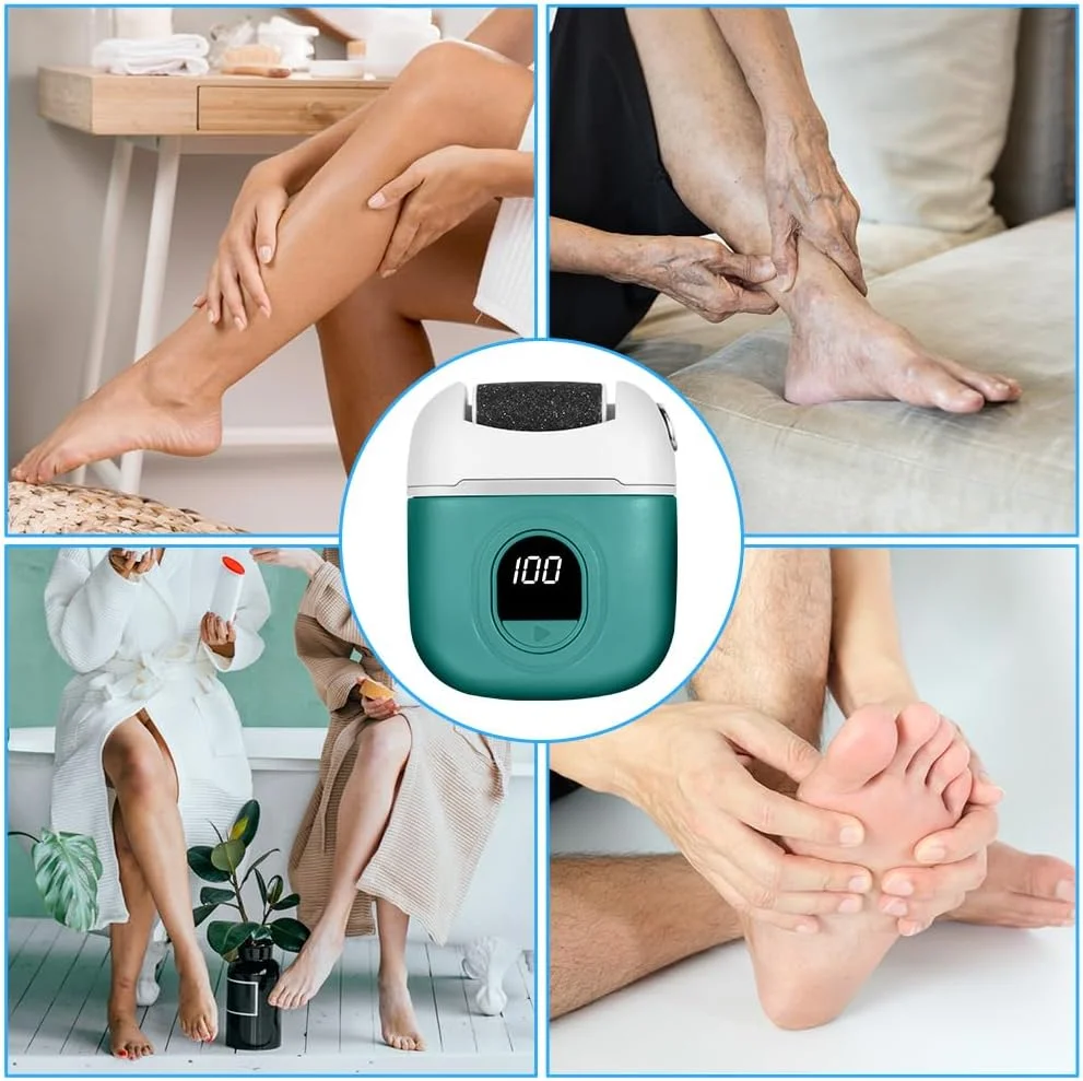 سوهان برقی پا OSDUE، دستگاه ترمیم و لایه برداری پا با شارژ USB، راحت و ملایم برای از بین بردن پوست سفت و پینه، دارای 3 غلتک، 2 حالت سرعت، سبز