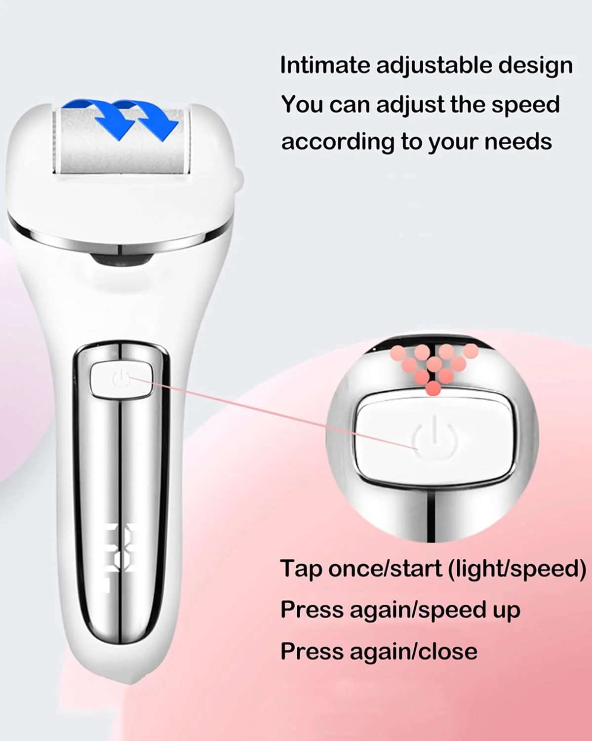 سوهان برقی پدیکور پا NOOFIE، از بین برنده پینه پا، دارای 3 غلتک و 2 سرعت، ابزار حرفه ای پدیکور، سفید (مشکی)
