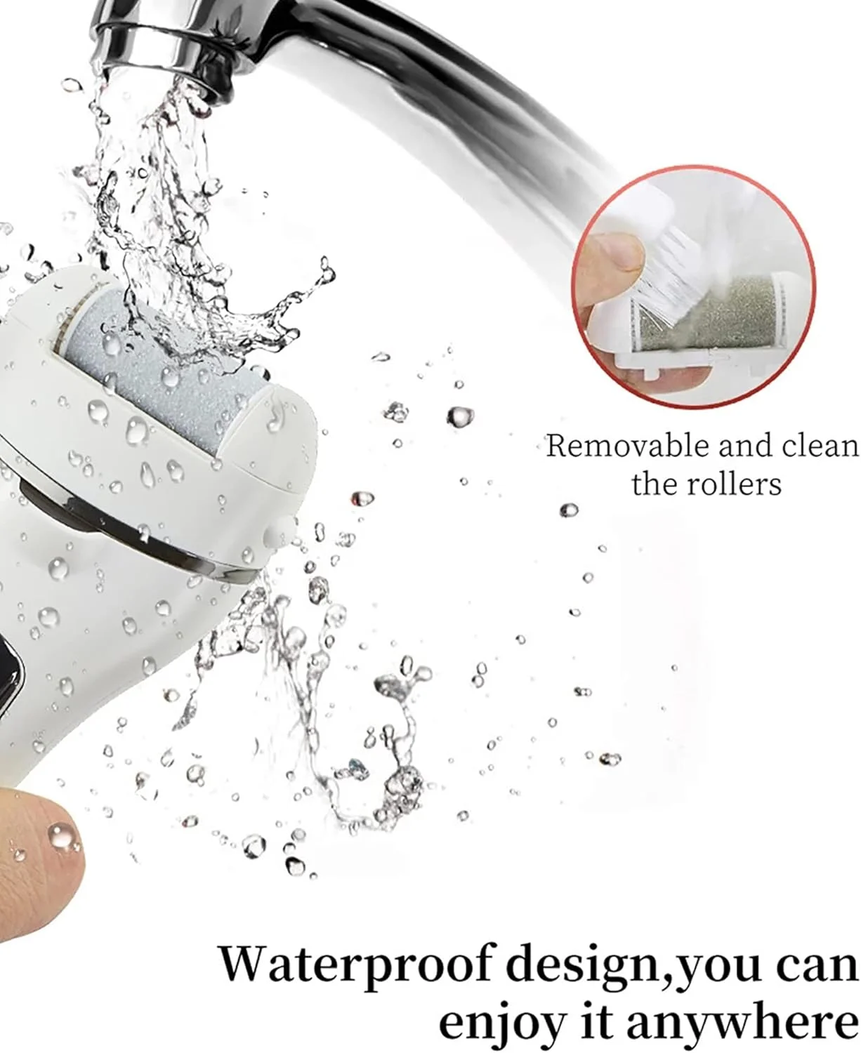 سوهان برقی پدیکور پا NOOFIE، از بین برنده پینه پا، دارای 3 غلتک و 2 سرعت، ابزار حرفه ای پدیکور، سفید (مشکی)