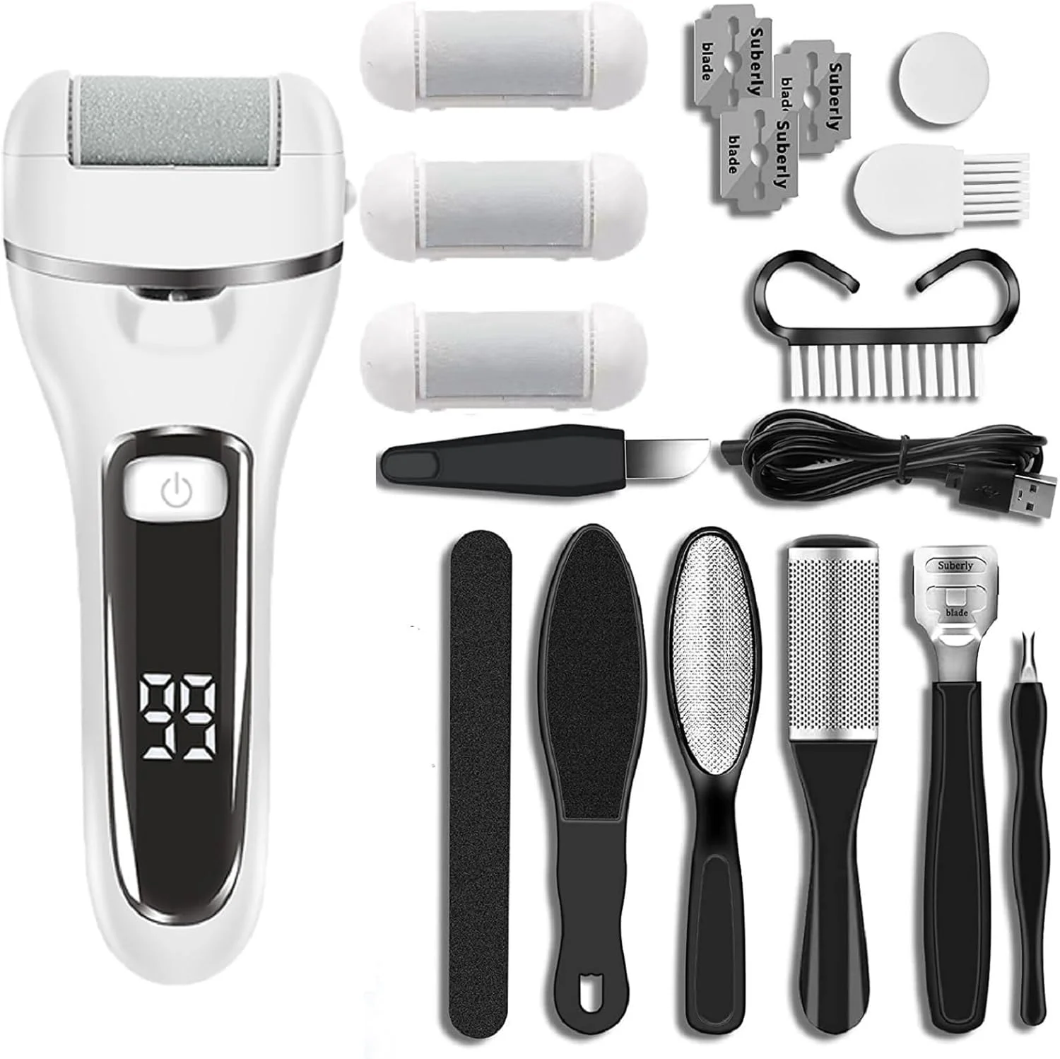 سوهان پدیکور پا NSXAYIWE، سوهان برقی پدیکور پا، از بین برنده پوست های سفت پا، مناسب برای پاشنه های ترک خورده یا دست های زبر با 2 سرعت