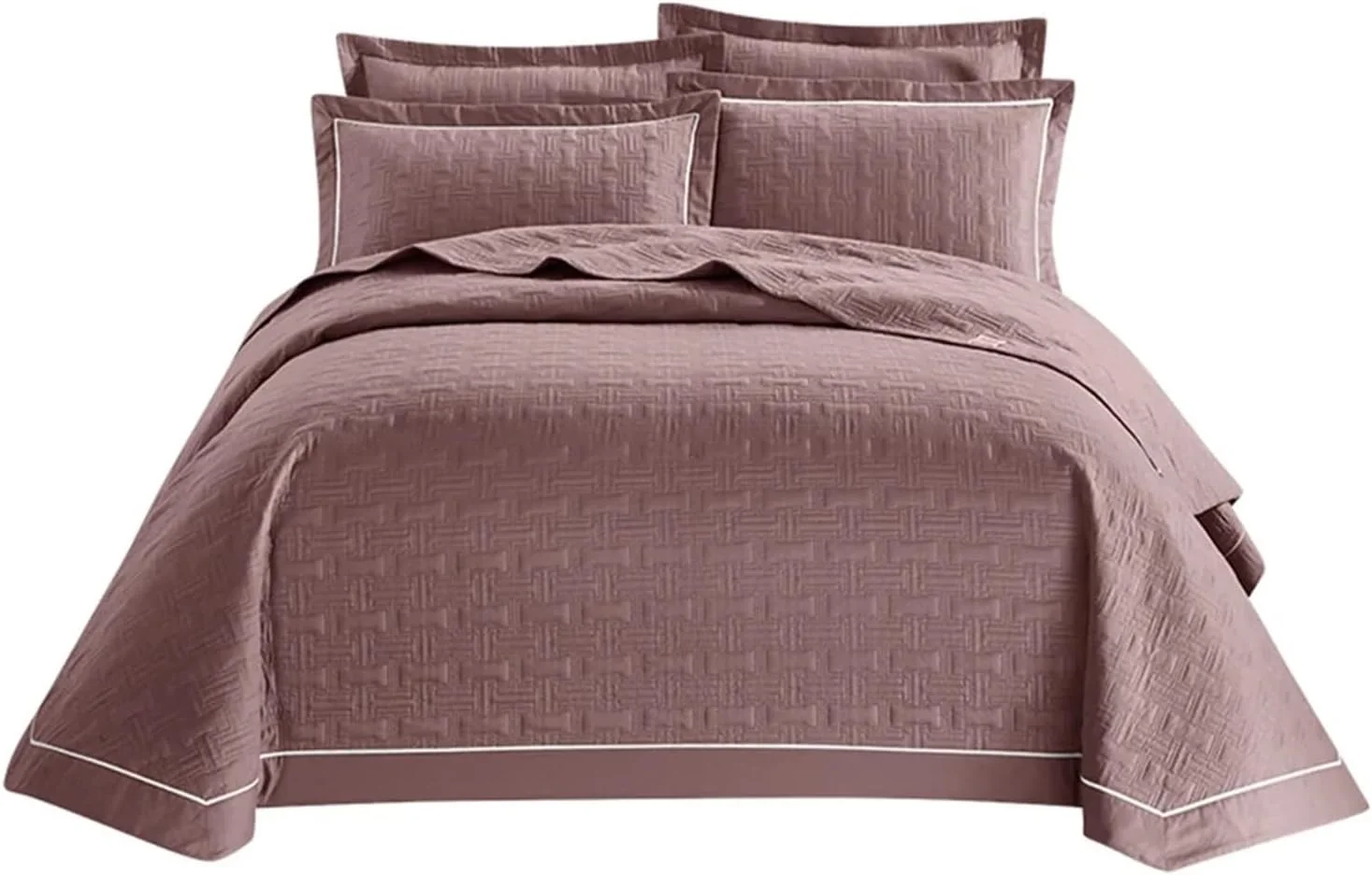 ست لحاف روتختی تمکین، ست ملحفه ضخیم لحاف دوزی شده، رو تختی پنبه ای یا روبالشی، ملحفه تخت خواب رنگ ثابت (صورتی کالیفرنیا کینگ)