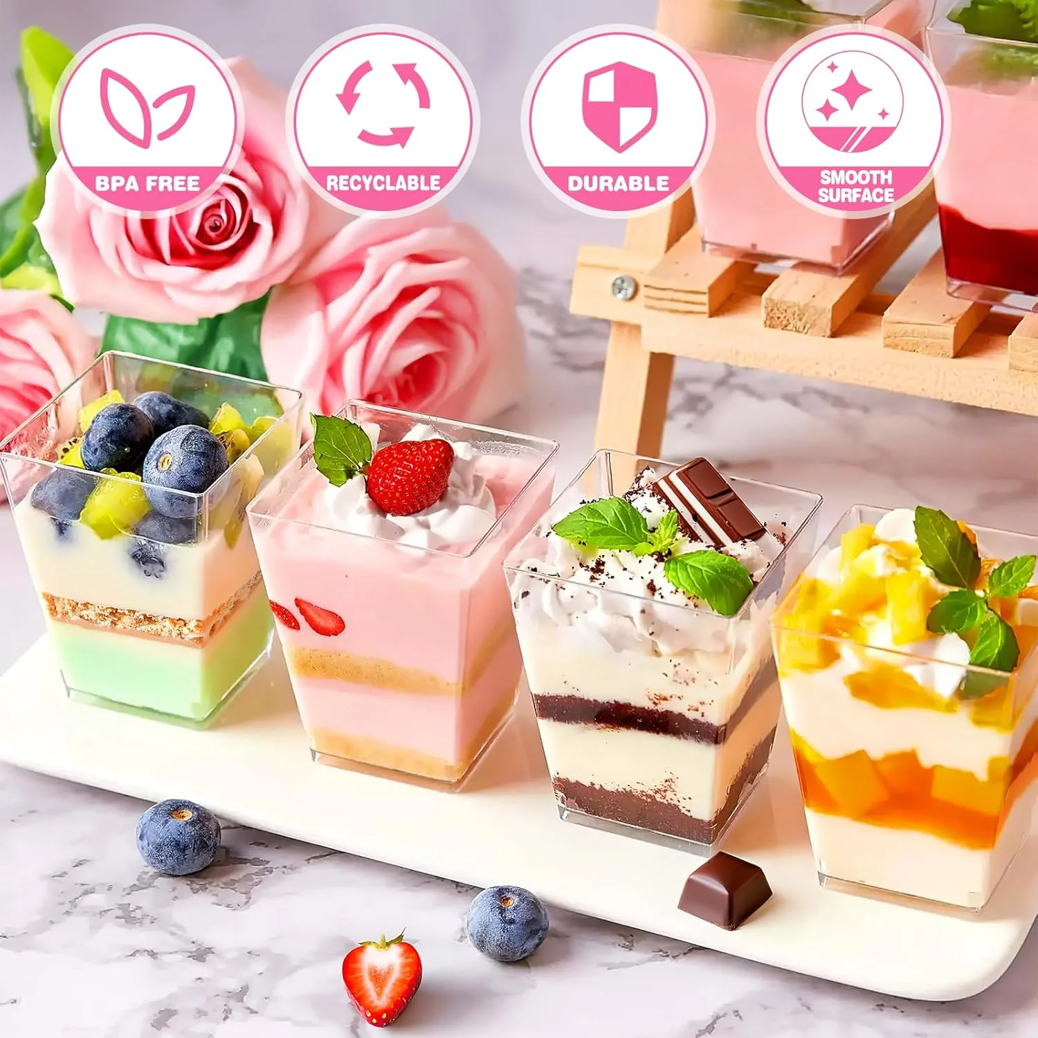 Zeawavsl بسته 50 عددی فنجان دسر به همراه 50 قاشق، فنجان دسر پلاستیکی 160 میلی لیتری، کاسه دسر شفاف، کاسه دسر قابل استفاده مجدد، برای موس، پودینگ، بستنی، مهمانی دسر و پیک نیک Zeawavsl بسته 50 عددی فنجان دسر به همراه 50 قاشق، فنجان دسر پلاستیکی 160 میلی لیتری، کاسه دسر شفاف، کاسه دسر قابل استفاده مجدد، برای موس، پودینگ، بستنی، مهمانی دسر و پیک نیک