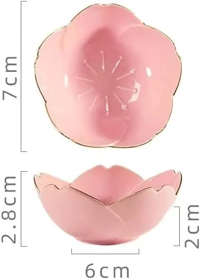 ست 4 تایی کاسه دسر YDoLimmer، کاسه سس سرامیکی طرح گل، ست کاسه سوشی، کاسه سرو برای کچاپ، سس سویا، اسنک، تاپاس، دسر (صورتی)