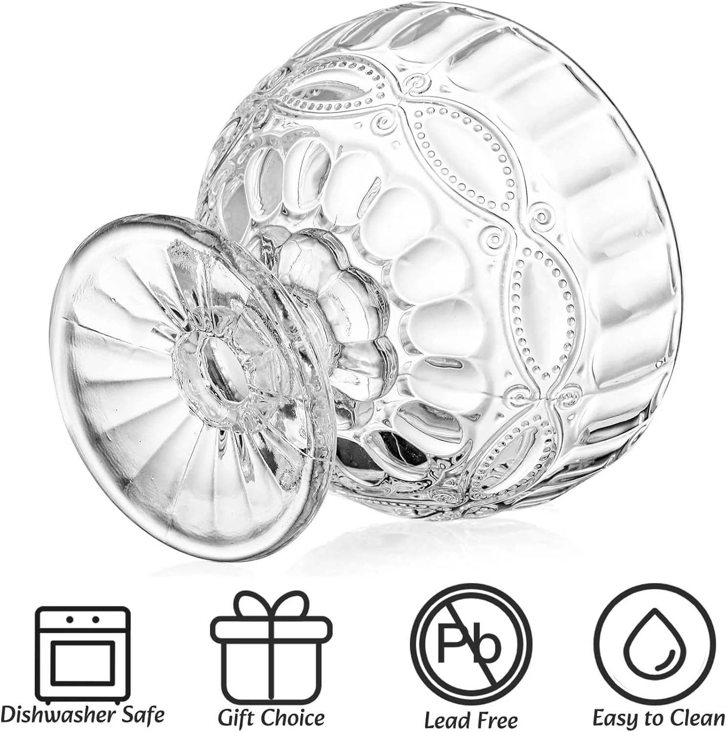 یوئون، ست 6 عددی کاسه بستنی شیشه ای، کاسه دسر شیشه ای بزرگ 350 میلی لیتری، جام بستنی پایه دار قدیمی برای دسر، بستنی، ترایفل، میوه، سالاد، اسنک، کوکتل یوئون، ست 6 عددی کاسه بستنی شیشه ای، کاسه دسر شیشه ای بزرگ 350 میلی لیتری، جام بستنی پایه دار قدیمی برای دسر، بستنی، ترایفل، میوه، سالاد، اسنک، کوکتل