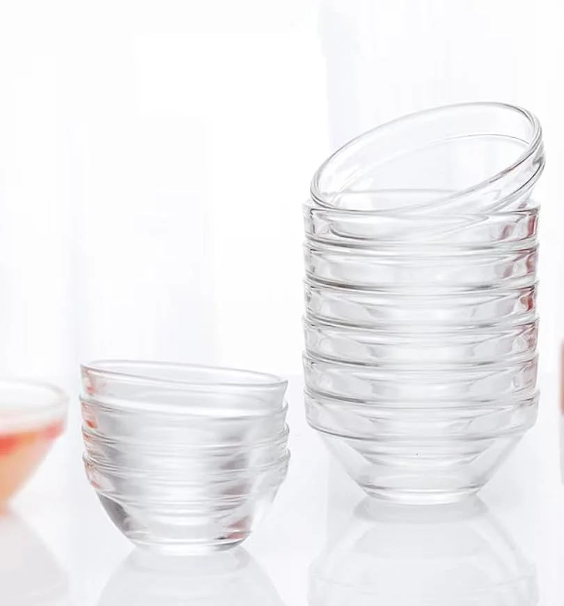 یسیمونا ست 12 کاسه شیشه ای - کاسه سالاد شیشه ای شفاف مینی 3.5 اینچی برای آماده سازی آشپزخانه، دسر، دیپ، ظروف آب نبات