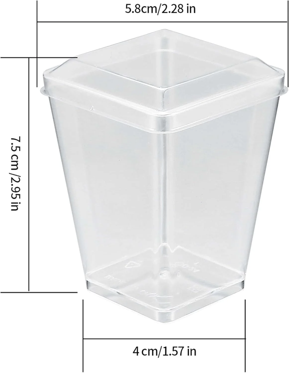 ییبای‌جیا 50 عدد فنجان دسر، کاسه دسر، گلدان‌های مربعی پلاستیکی قابل استفاده مجدد برای چیزکیک، 160 میلی‌لیتر / 5.4 اونس کاسه سرو پیش‌غذا شفاف برای دسر پودینگ و شیرینی خامه ای مهمانی، به همراه 50 عدد قاشق، 50 عدد درب