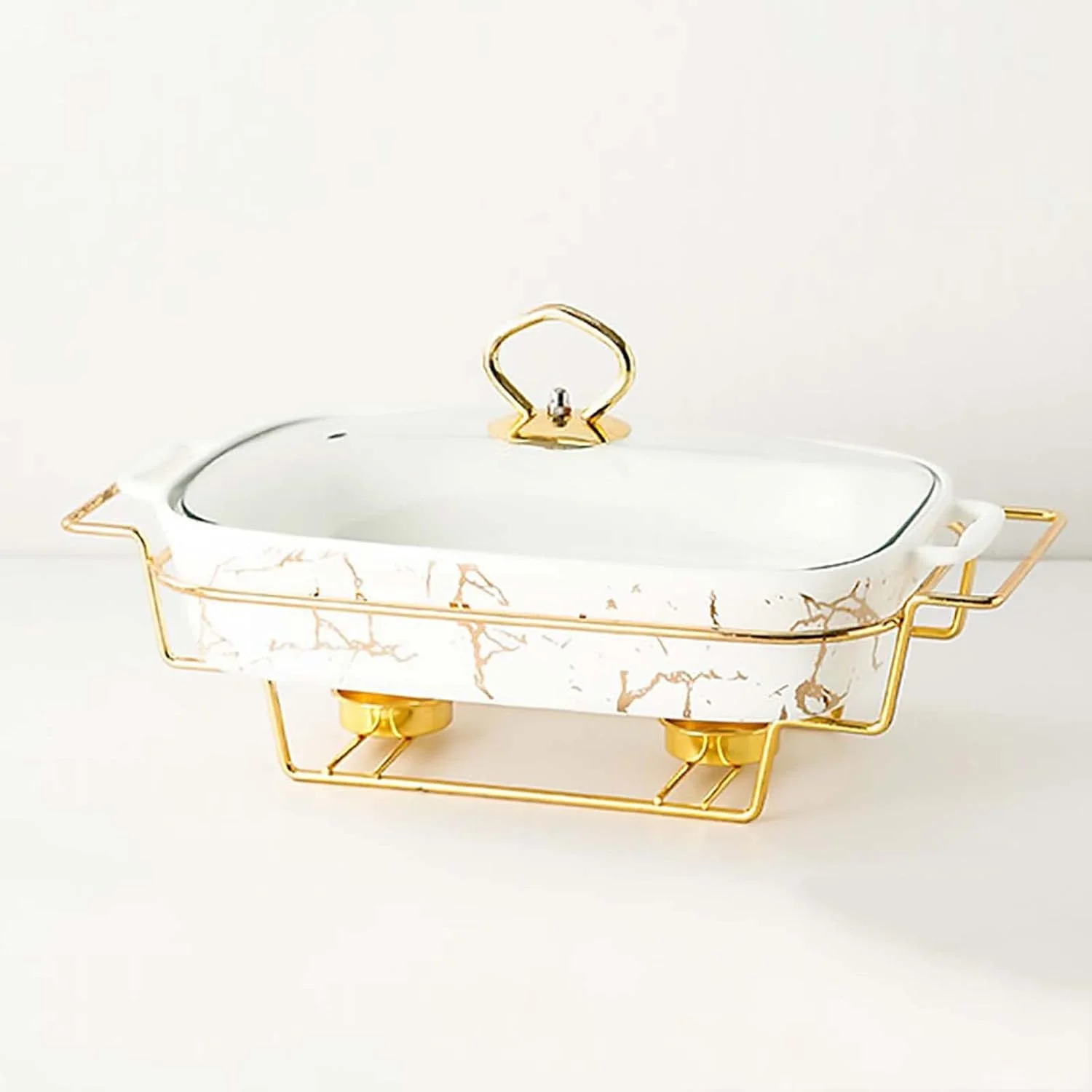 ظروف گرم نگهدارنده غذا سرامیکی XQKXHZ، گرمکن مستطیلی غذا با طرح مرمر، ست بوفه ظرف گرم نگهدارنده غذا با درب شیشه ای و جای سوخت، مناسب برای مهمانی ها، عروسی ها و رستوران ها - 1 لیتر، سفید، B ظروف گرم نگهدارنده غذا سرامیکی XQKXHZ، گرمکن مستطیلی غذا با طرح مرمر، ست بوفه ظرف گرم نگهدارنده غذا با درب شیشه ای و جای سوخت، مناسب برای مهمانی ها، عروسی ها و رستوران ها - 1 لیتر، سفید، B