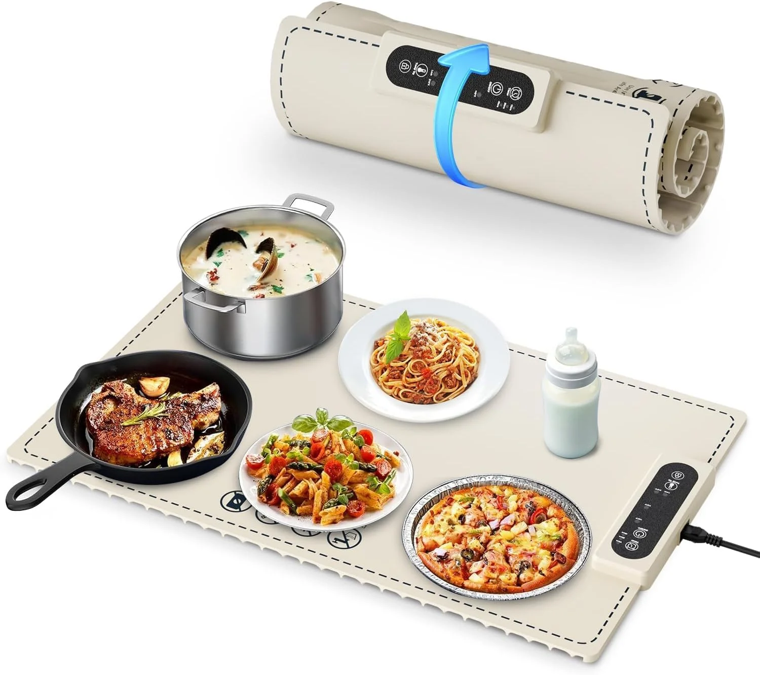 سینی گرم کننده برقی Xisiciao، حصیر گرم کننده غذا با 3 تنظیمات دما، سینی گرم کننده برقی قابل حمل برای مهمانی ها، بوفه ها، مسافرت، زندگی روزمره (سفید) سینی گرم کننده برقی Xisiciao، حصیر گرم کننده غذا با 3 تنظیمات دما، سینی گرم کننده برقی قابل حمل برای مهمانی ها، بوفه ها، مسافرت، زندگی روزمره (سفید)