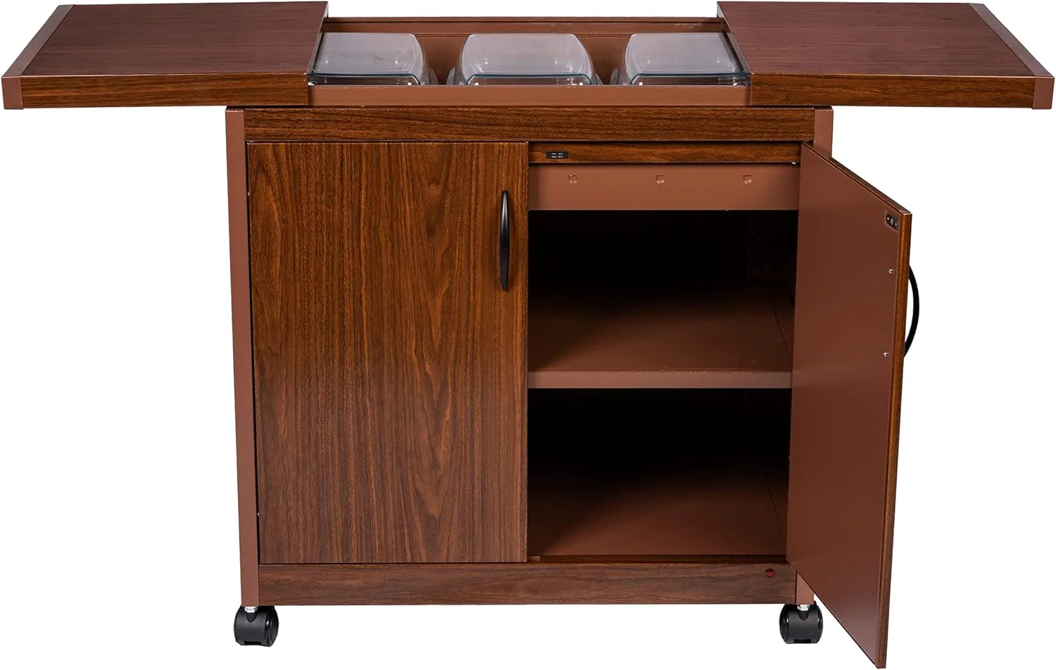 ترولی گرم نگهدارنده غذا 3 طبقه Wolf Power با پوشش کشویی، چوب ماهون، مدل Wps6232Db