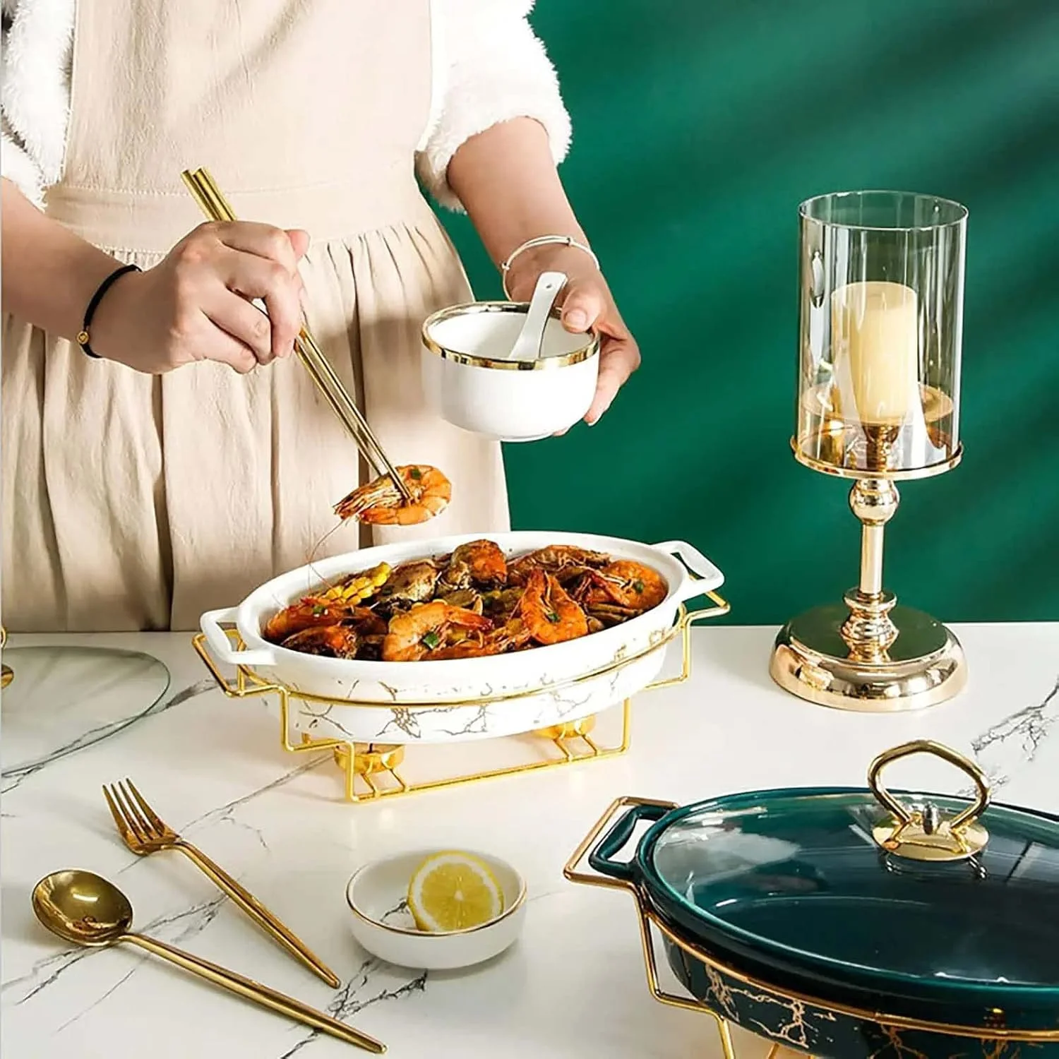 ظروف گرم نگهدارنده غذا سرامیکی ممتاز XQKXHZ، گرمکن بیضی شکل غذا با طرح بافت مرمر، ظروف سرو بوفه با نگهدارنده سوخت و درب شیشه ای برای مهمانی ها، ضیافت ها، تولد، رویدادهای پذیرایی - 1.1 لیتر، مشکی، B ظروف گرم نگهدارنده غذا سرامیکی ممتاز XQKXHZ، گرمکن بیضی شکل غذا با طرح بافت مرمر، ظروف سرو بوفه با نگهدارنده سوخت و درب شیشه ای برای مهمانی ها، ضیافت ها، تولد، رویدادهای پذیرایی - 1.1 لیتر، مشکی، B