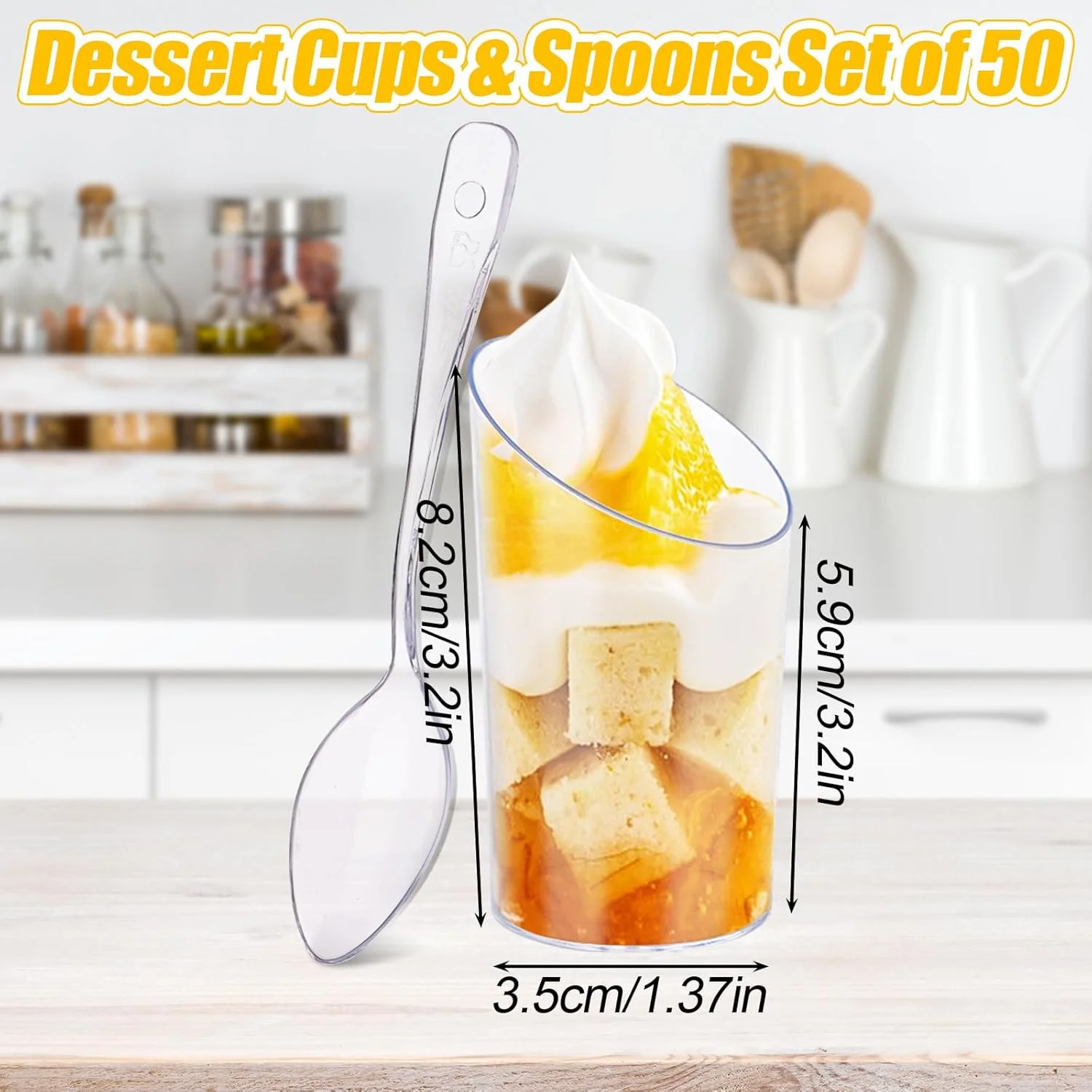 WOPPLXY 100 عدد مینی فنجان دسر زاویه دار با قاشق، ظروف دسر پلاستیکی 65 میلی لیتری، فنجان های دسر استوانه ای، فنجان های سرو پیش غذا شفاف برای مهمانی، موس، پودینگ WOPPLXY 100 عدد مینی فنجان دسر زاویه دار با قاشق، ظروف دسر پلاستیکی 65 میلی لیتری، فنجان های دسر استوانه ای، فنجان های سرو پیش غذا شفاف برای مهمانی، موس، پودینگ
