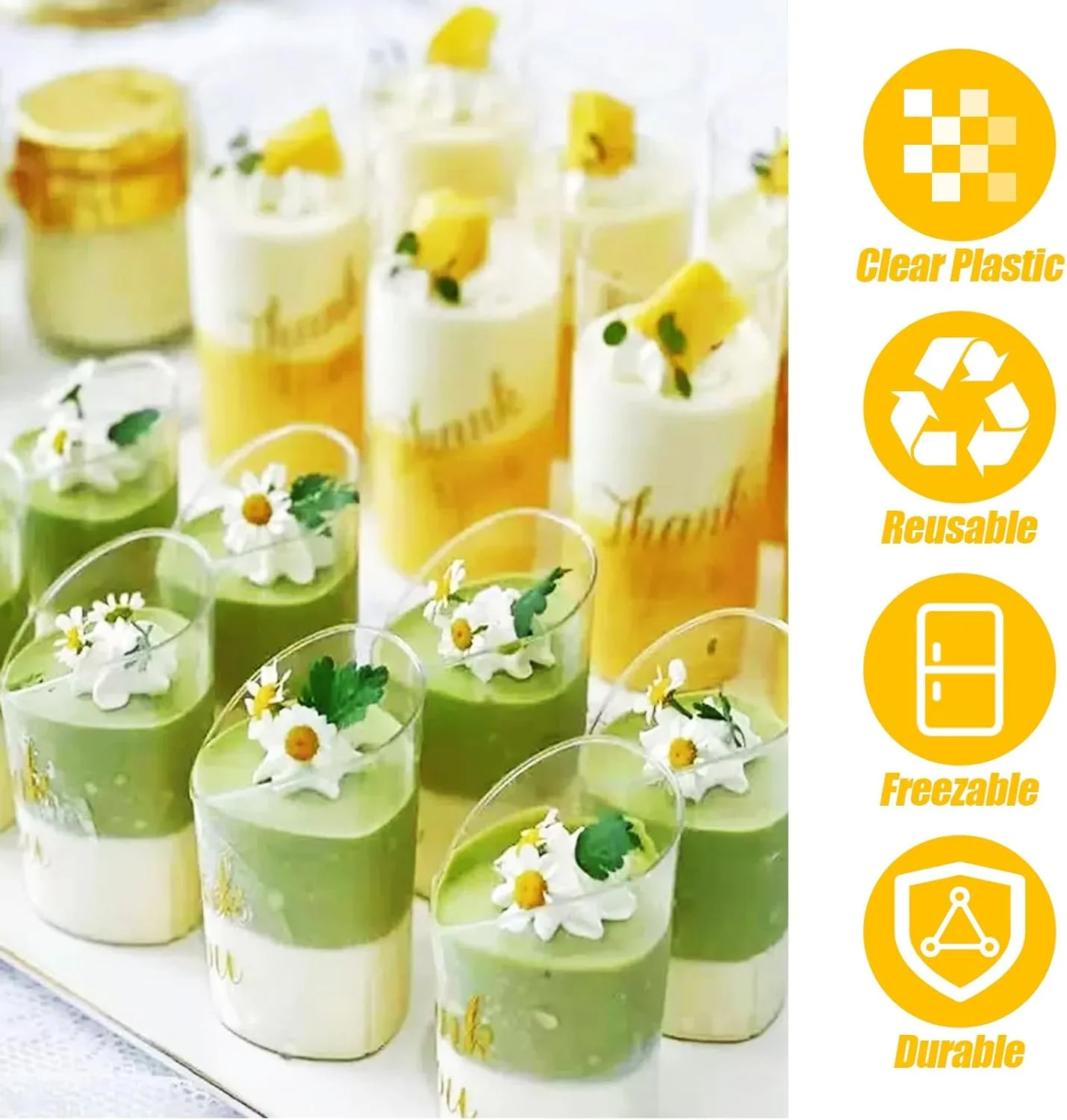 WOPPLXY 100 عدد مینی فنجان دسر زاویه دار با قاشق، ظروف دسر پلاستیکی 65 میلی لیتری، فنجان های دسر استوانه ای، فنجان های سرو پیش غذا شفاف برای مهمانی، موس، پودینگ WOPPLXY 100 عدد مینی فنجان دسر زاویه دار با قاشق، ظروف دسر پلاستیکی 65 میلی لیتری، فنجان های دسر استوانه ای، فنجان های سرو پیش غذا شفاف برای مهمانی، موس، پودینگ