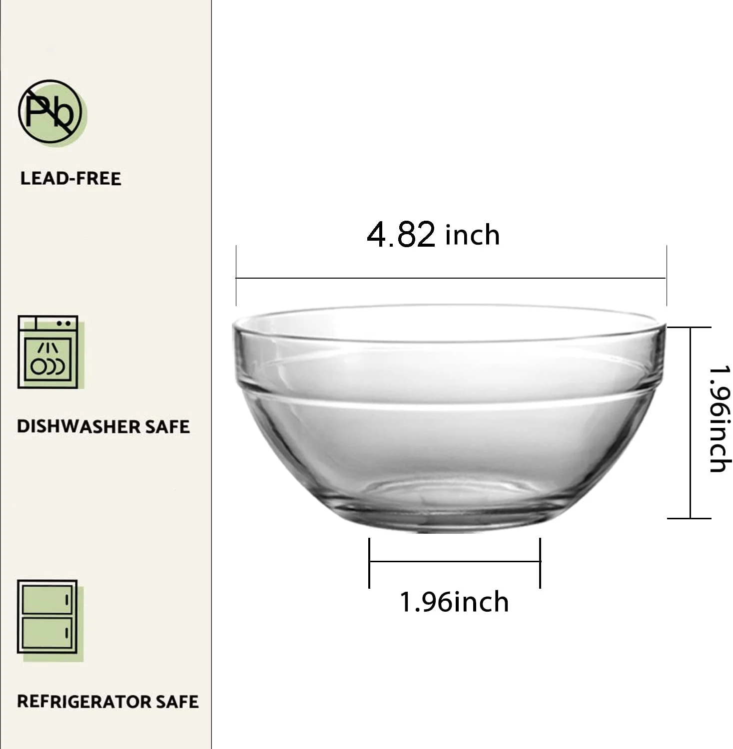 کاسه های شیشه ای کوچک ورتیوو 5 اینچی بسته 12 عددی، کاسه های آماده سازی غذا، رامیکین های کوچک شیشه ای برای دسر آشپزخانه، دیپ و ظروف آب نبات و آجیل