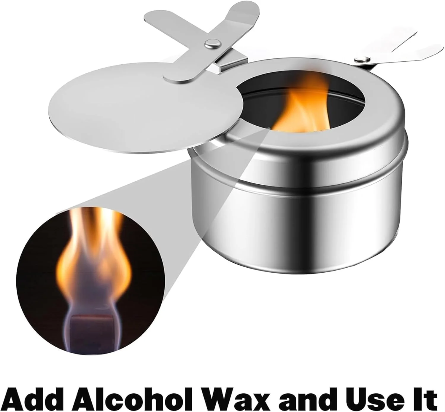 THE WHITE SHOP 8 PCS Chafing Fuel Holder, Stainless Steel Fuel Holders with Safe Cover, Fuel Holder Canned Heat Holder for Chafing Dish, Canned Heat Fuel Box for Buffet Barbecue Parties Chafing Dish B