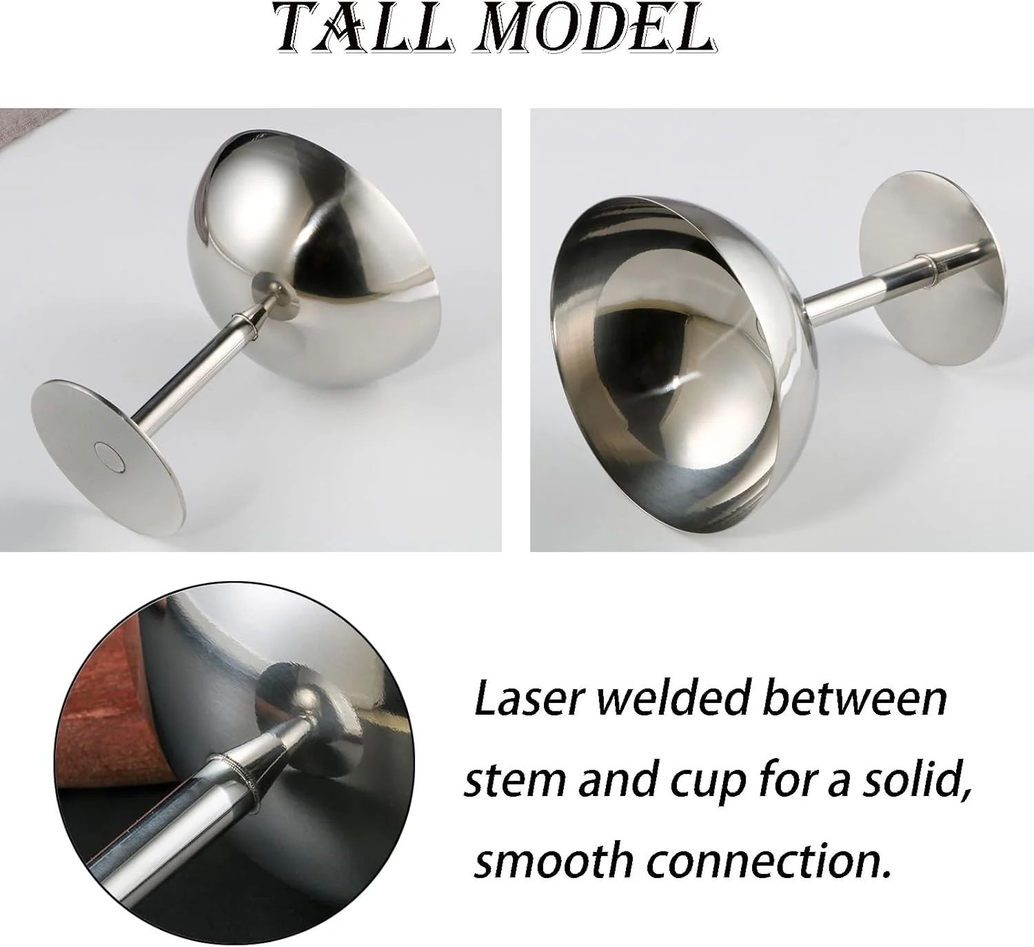 ظرف بستنی خوری استیل Whcctl، 2 عدد 200 میلی لیتری، کاسه دسر استیل پایه دار، لیوان دسر، ظرف بستنی، فنجان دسر، مناسب برای میوه، سالاد، ماست و پودینگ میوه