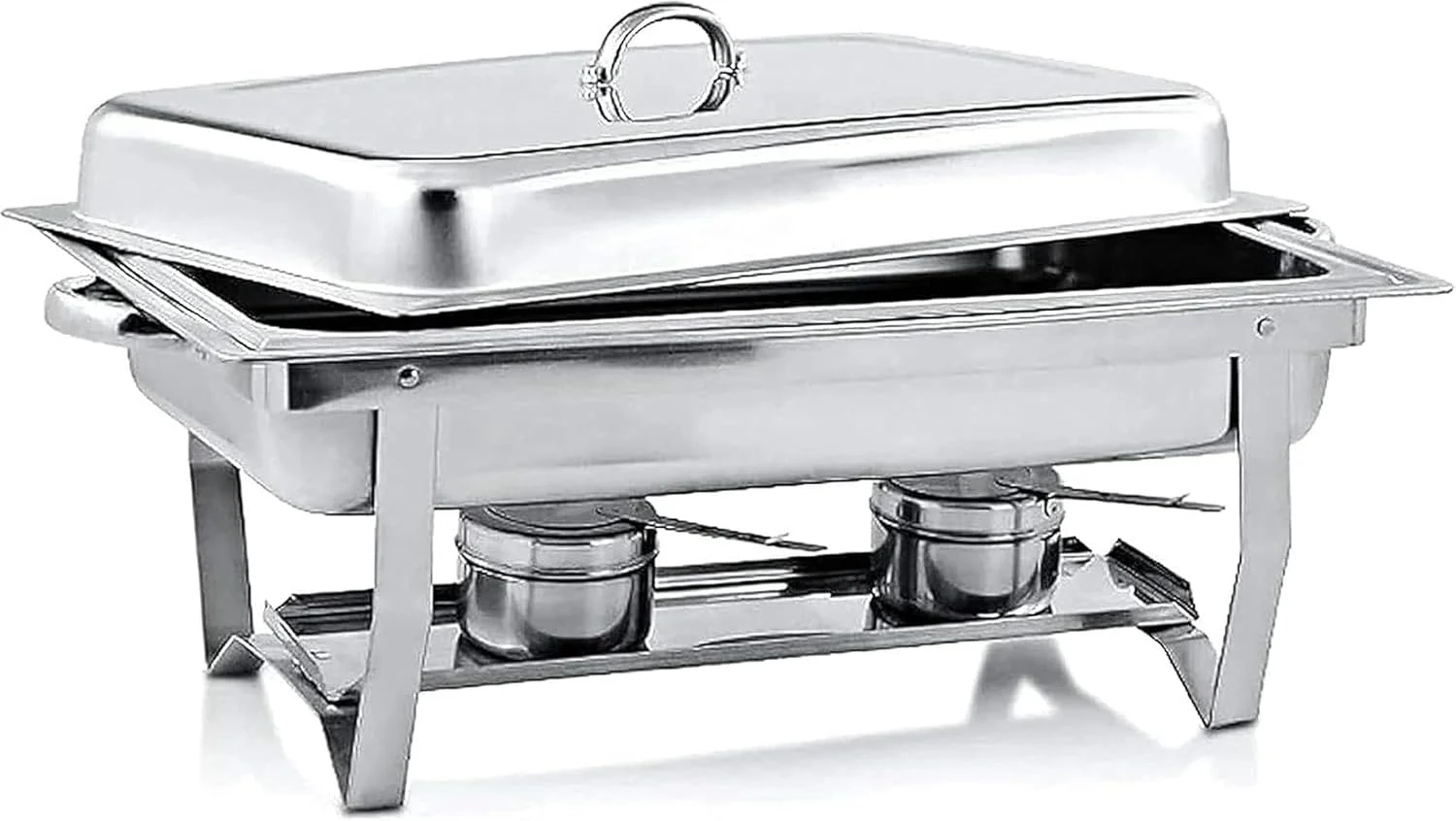 گرم نگهدارنده غذا، ظرف گرم کننده استیل ضد زنگ، مجموعه ظروف گرم کننده بوفه برای پذیرایی، گرم کننده بوفه با قاب تاشو