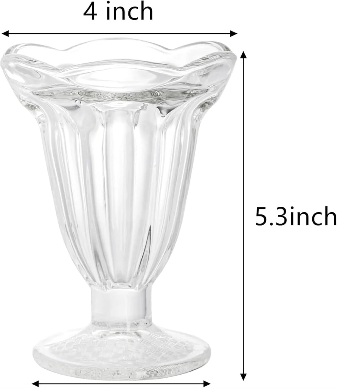 THE WHITE SHOP ست 6 عددی کاسه دسر شیشه ای، جام بستنی خوری شیشه ای لاله ای 200 میلی لیتری، لیوان های میلک شیک پایه دار شفاف، ست کاسه دسر بستنی خوری، کاسه پودینگ، کاسه ترایفل برای شربت، ترایفل، سالاد میوه، اسنک، کوکتل