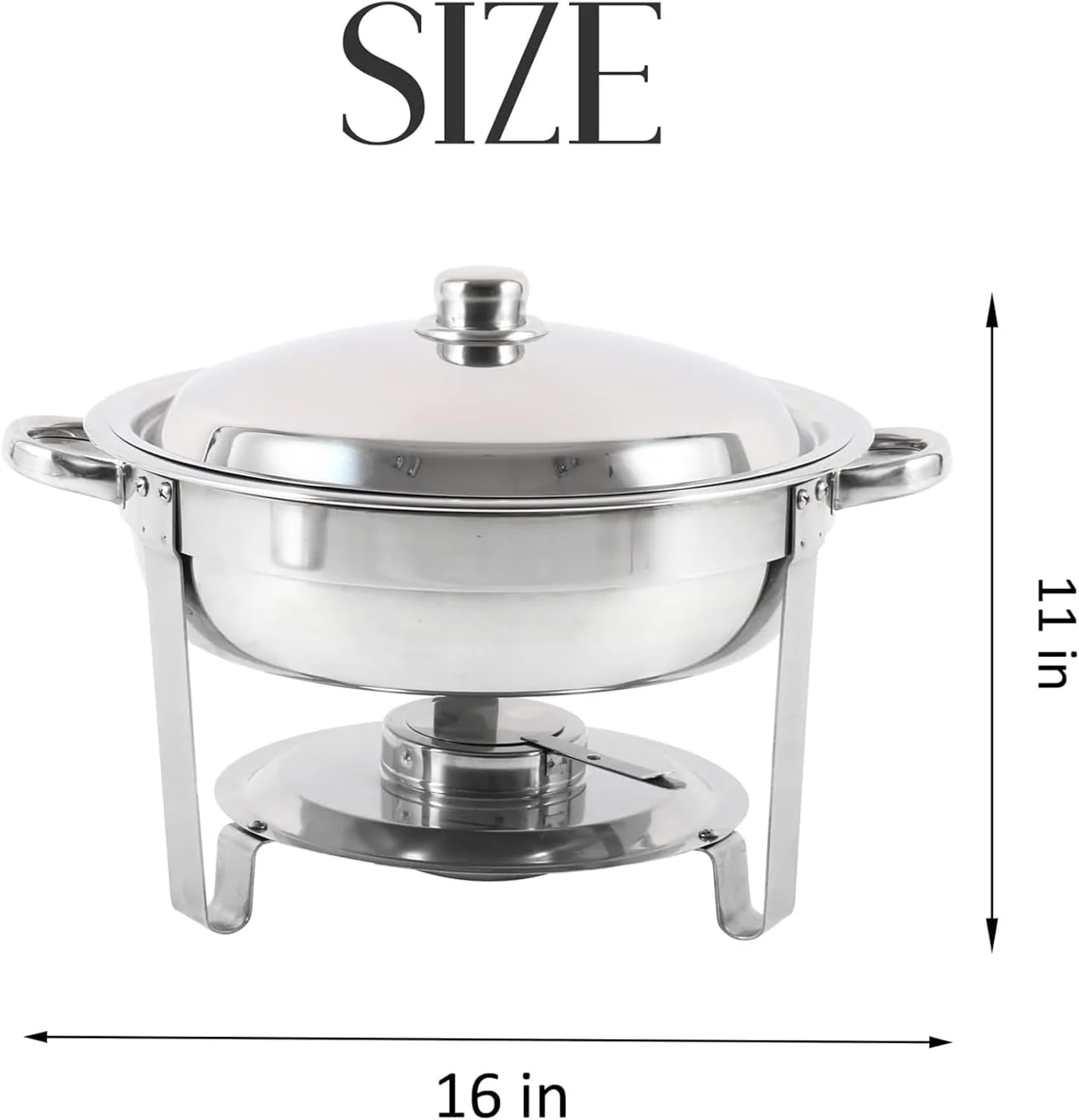 ظروف گرم نگهدارنده غذا گرد 4.5 لیتری The White Shop، ظروف گرم کننده استیل ضد زنگ به همراه ظرف آب، ظرف غذا، جای سوخت و درب