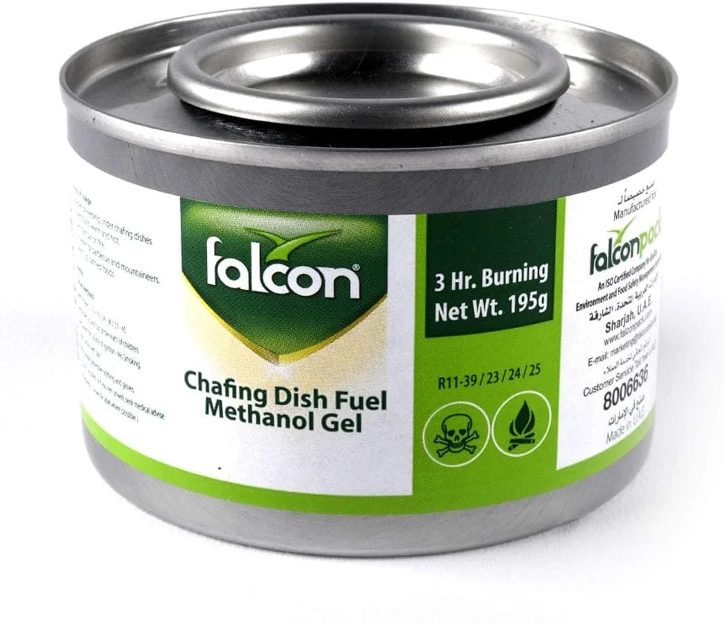 Winds Trading FALCON Chafing Dish Fuel Methanol Gel Gas Dishes Burner Can to Keep Food Warm with 3 Hours Burning Cooking 195 Gram Capacity - Easy to Open Wick Liquid Safe Fuel Tin (Pack of 6)
