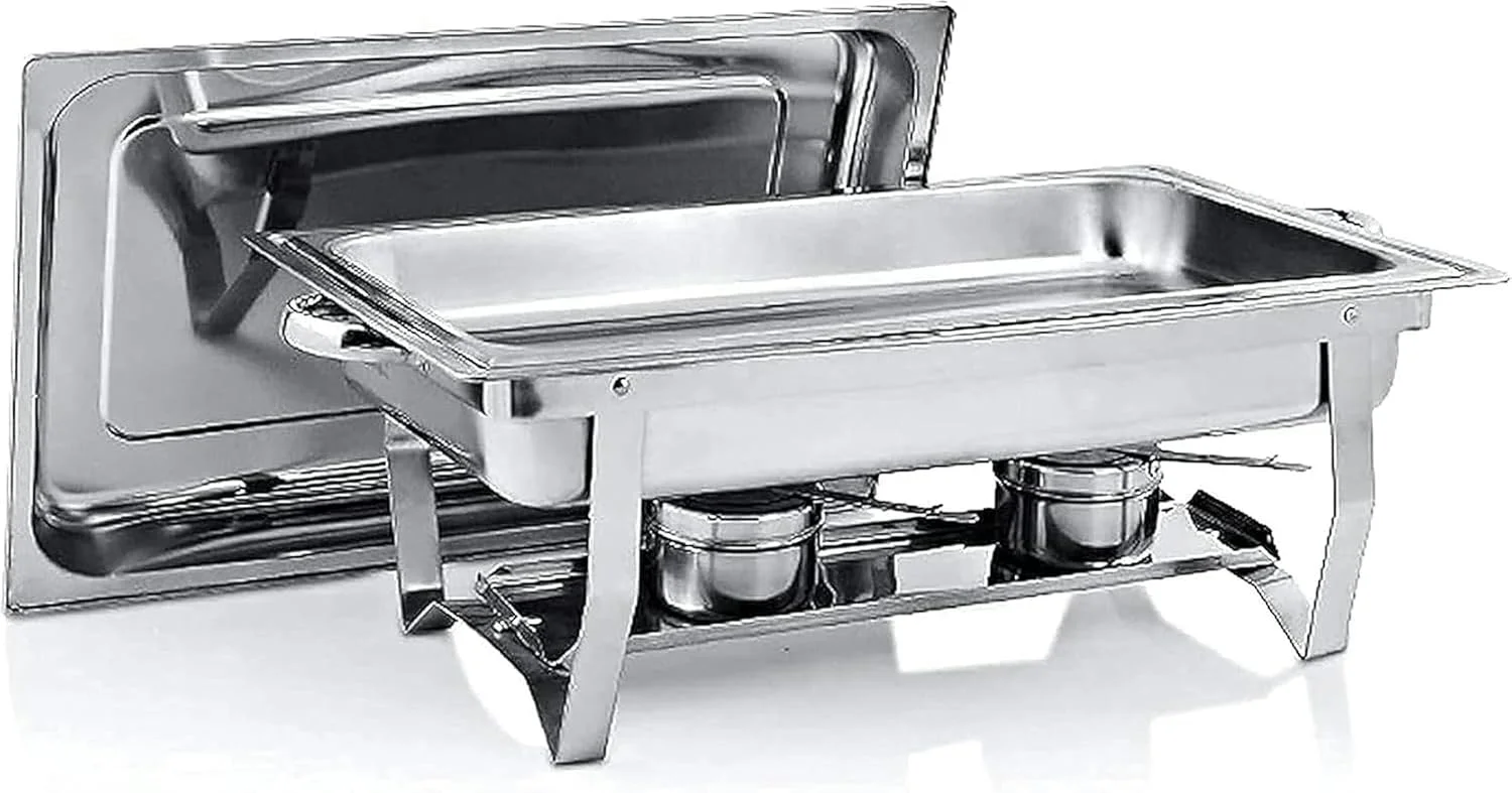 گرم نگهدارنده غذا، ظرف گرم کننده استیل ضد زنگ، مجموعه ظروف گرم کننده بوفه برای پذیرایی، گرم کننده بوفه با قاب تاشو