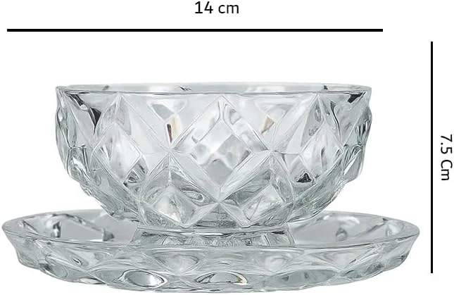 ظروف دسر شیشه ای وینتیج، ست 6 عددی، 200 میلی لیتر، کاسه های بستنی خوری شیشه ای با طرح آفتابگردان، ظروف دسر، ایده آل برای بستنی، سوربت، میوه، تنقلات، ماست و پیش غذا