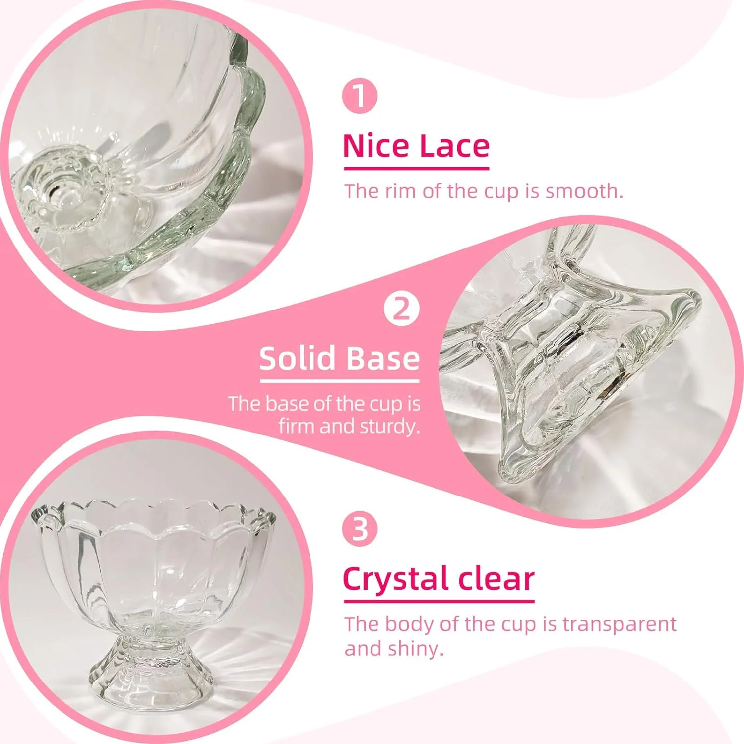 ست 2 عددی کاسه دسر شیشه ای وینتیج 150 میلی لیتری، جام بستنی پایه سنگین برای بستنی، میوه، پودینگ، تنقلات و چاشنی ها