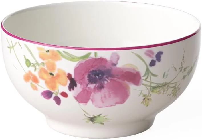 Villeroy & Boch Mariefleur Basic، کاسه گرد چینی مرغوب با تزئین گل بازیگوش، قابل شستشو در ماشین ظرفشویی، 750 میلی لیتر، سفید، 15 سانتی متر Villeroy & Boch Mariefleur Basic، کاسه گرد چینی مرغوب با تزئین گل بازیگوش، قابل شستشو در ماشین ظرفشویی، 750 میلی لیتر، سفید، 15 سانتی متر