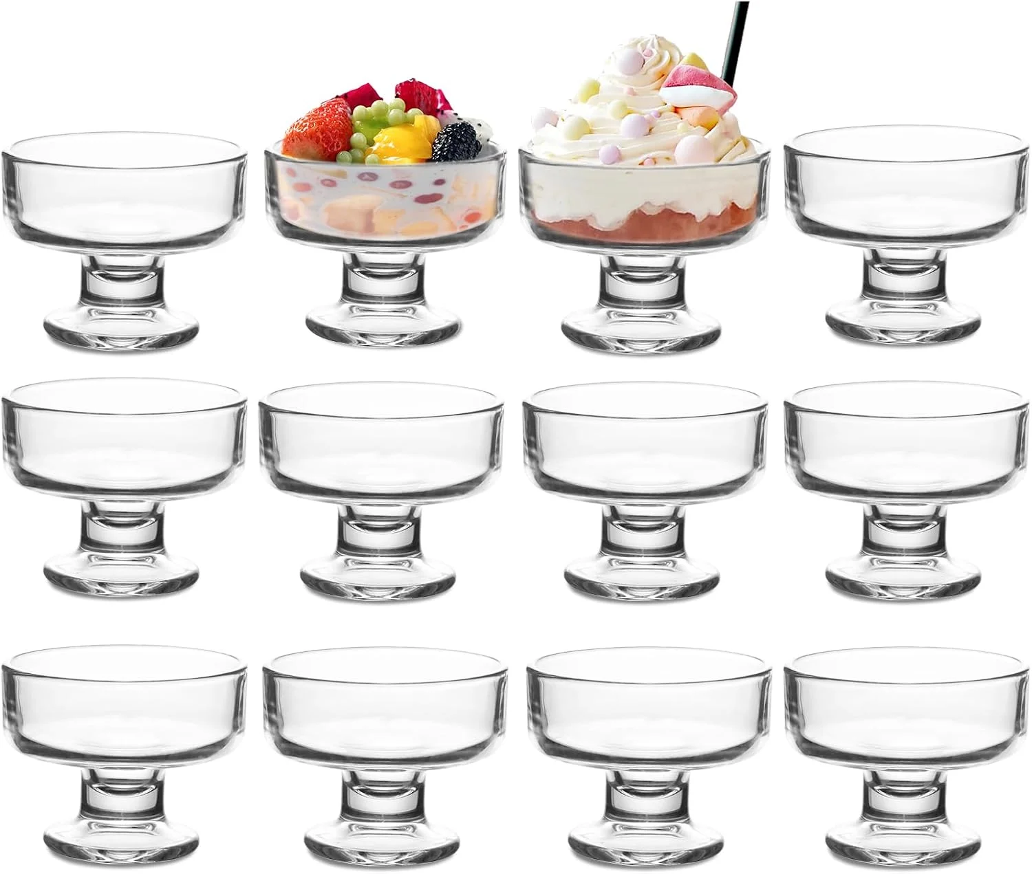wangsdjy کاسه های بستنی شیشه ای 7 اونسی - کاسه ها و فنجان های دسر چند منظوره برای نوشیدنی های ترکیبی، دسرها، آجیل، میوه، پودینگ و تنقلات - ایده آل برای مهمانی ها و دورهمی ها (12 عدد) wangsdjy کاسه های بستنی شیشه ای 7 اونسی - کاسه ها و فنجان های دسر چند منظوره برای نوشیدنی های ترکیبی، دسرها، آجیل، میوه، پودینگ و تنقلات - ایده آل برای مهمانی ها و دورهمی ها (12 عدد)