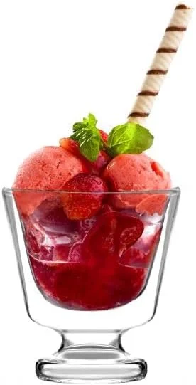 ویالی دیزاین ست 2 تایی کاسه دسر 250 میلی لیتر، لیوان دسر، فنجان دسر، مجموعه سوهو، لیوان بستنی خوری شیشه ای، دو جداره، لیوان یخ، کاسه یخ، فنجان قهوه سرد، سوربت، لیوان کوکتل