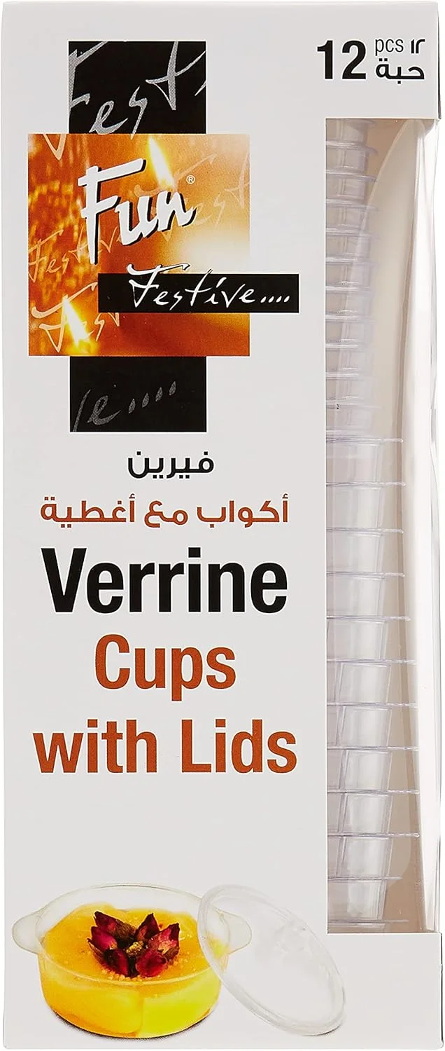 فان® لیوان های گرد ورین با درب 57 میلی لیتر - لیوان های کوچک پیش غذا - لیوان های پارفه - لیوان های کوچک دسر - لیوان های سوفله موس دسر - لیوان های مهمانی - سرو مجدد (بسته 12 عددی)
