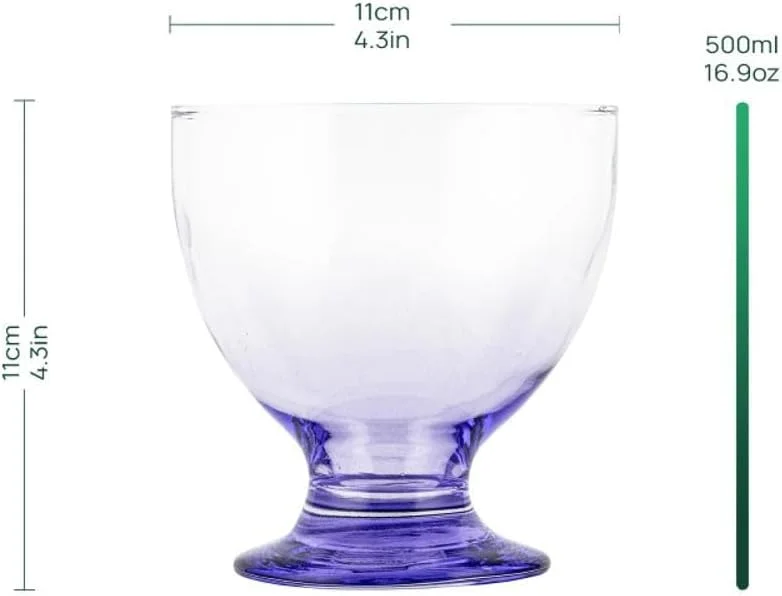 TREND FOR HOME Ice Cream Sundae Glass Dessert Bowls Glass Colourful | 475 ml | Set of 6 | Dessert Glasses on Base Glass Bowl Serving Bowls Set Dessert Cups | Dishwasher Safe | Selina Rainbow Blast