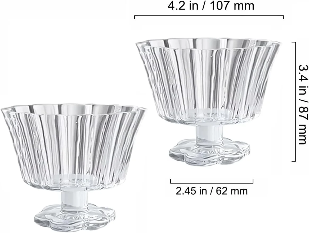 TUCHACA Dessert Bowls Pink&Green (Transparent) TUCHACA Dessert Bowls Pink&Green (Transparent)