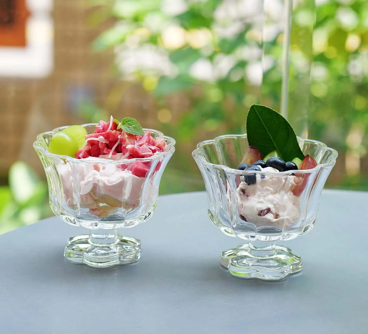 TUCHACA Dessert Bowls Pink&Green (Transparent) TUCHACA Dessert Bowls Pink&Green (Transparent)