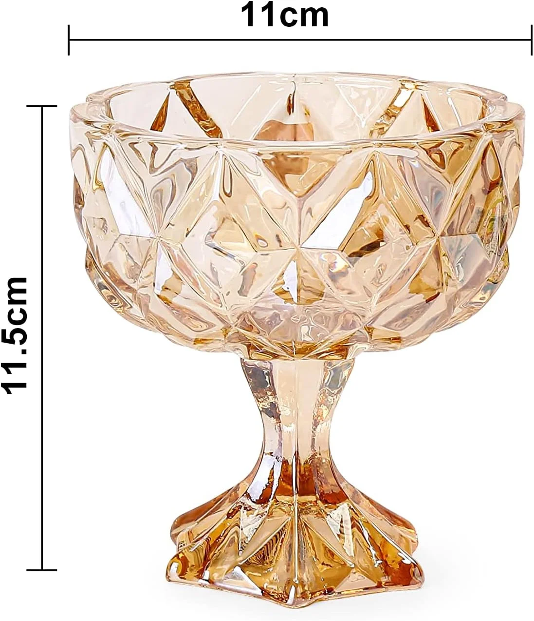 ست 6 عددی کاسه دسر شیشه ای TOMVAES، جام بستنی خوری، کاسه/فنجان دسر شیشه ای پایه دار طرح لاله، مناسب برای دسر، بستنی، میوه، سالاد، میان وعده، کوکتل (کهربایی)