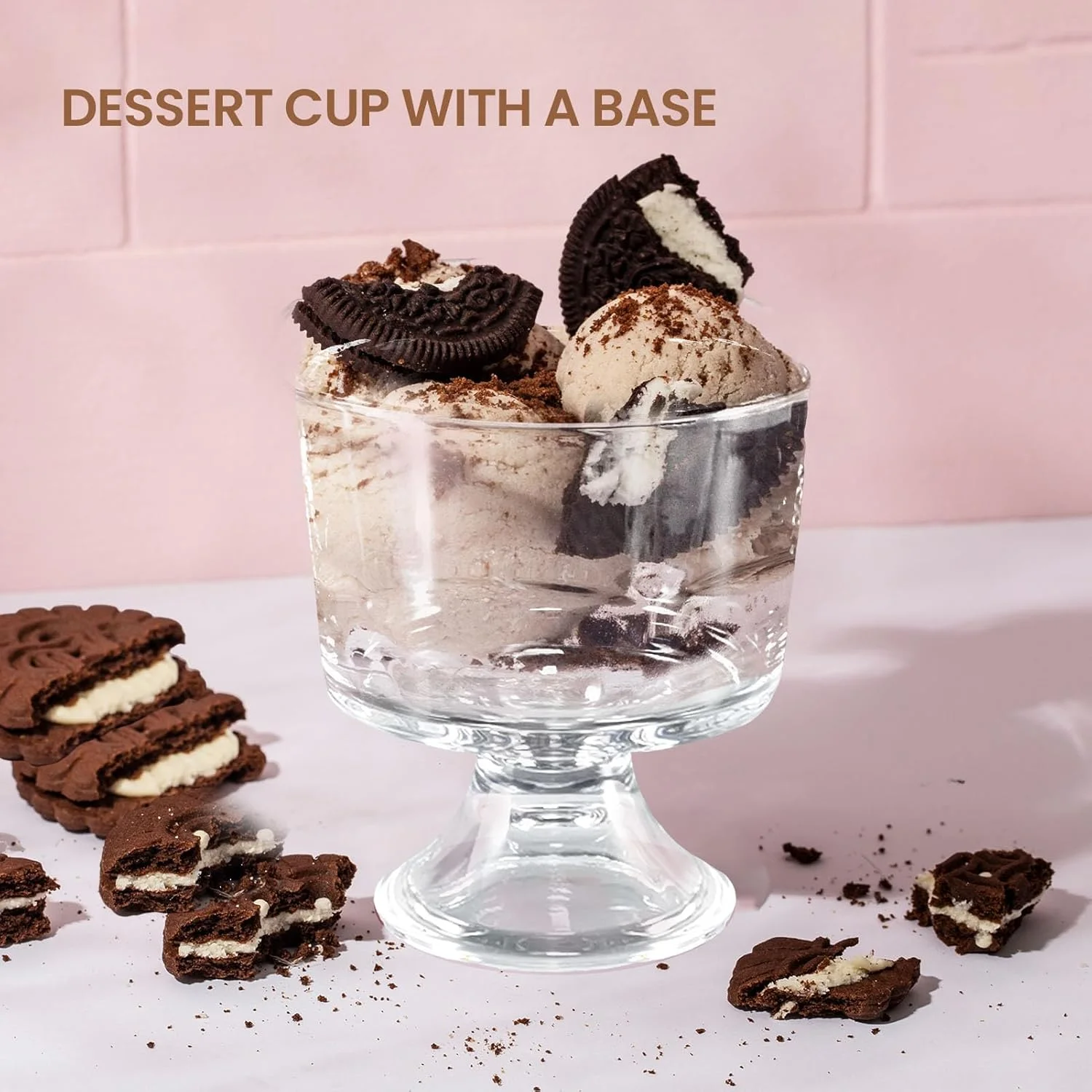 TOLASTO Glass Dessert Bowls Sundae Ice Cream Set of 6 Short Stemmed Prawn Cocktail Glasses Appetiser Fruit Salads Pudding Dishes Footed Dessert Sundae Cocktail Bowls, 280 ML(10 Oz)