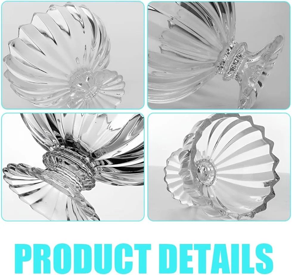 ست 6 عددی کاسه های شیشه ای لوتوس TOMVAES - کاسه های بستنی خوری شفاف، ظروف دسر، ست مینی دیش برای خوردن و نوشیدن