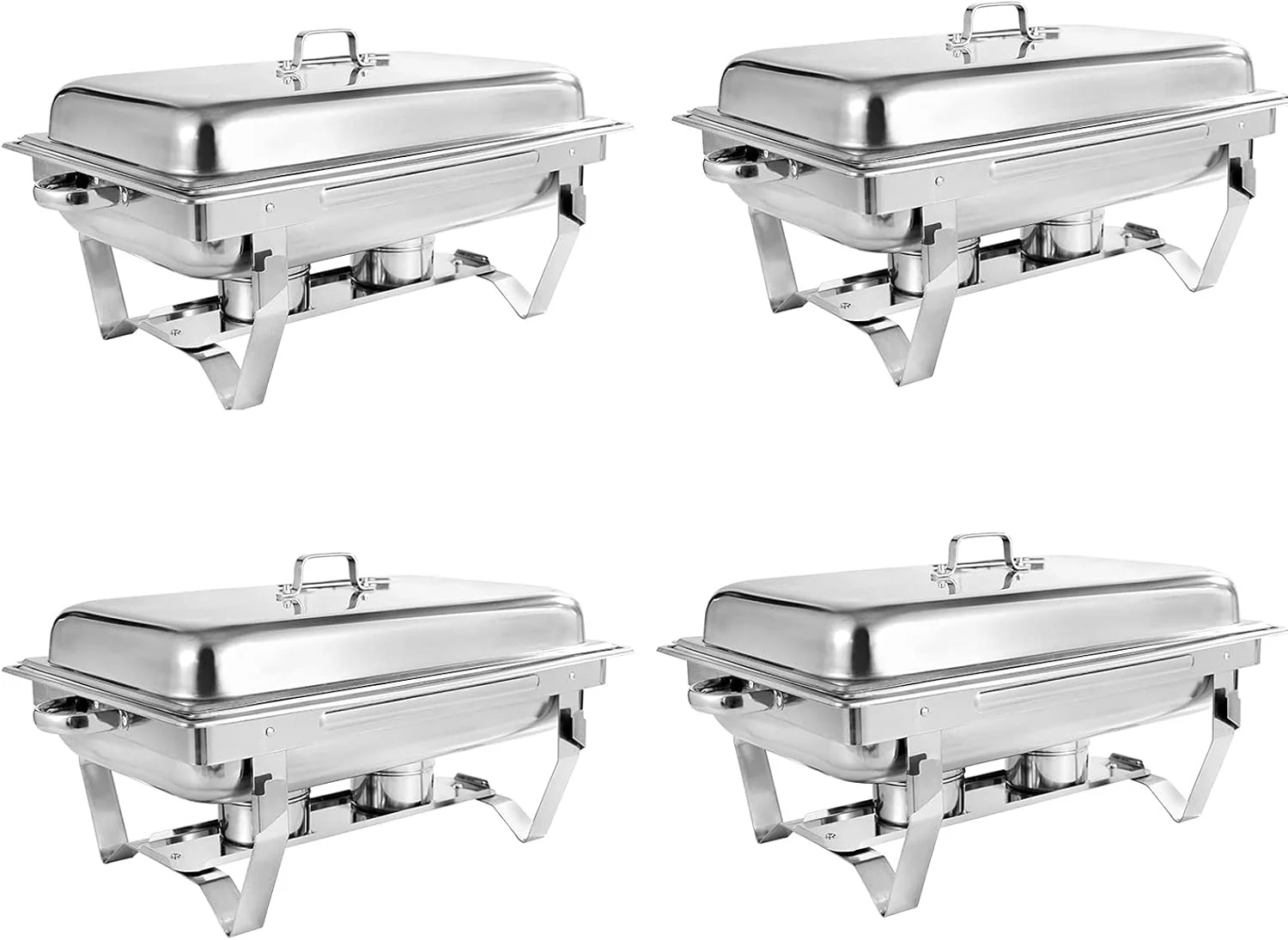 ظروف گرم نگهدارنده غذا TIM-LI - گرمکن غذا / ست بوفه ظرف گرمکن استیل ضد زنگ سایز کامل 4 عددی برای بوفه ها، رستوران ها، مهمانی های خانگی، رویدادهای مهمانی