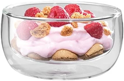 ظرف دسر دو جداره زویلینگ سورنتو .28 لیتری. شیشه بوروسیلیکات دو جداره مقاوم در برابر حرارت، ساخته شده با دهان. مناسب برای نوشیدنی های گرم و سرد. قابل استفاده در مایکروویو و ماشین ظرفشویی. ست 2 عددی.